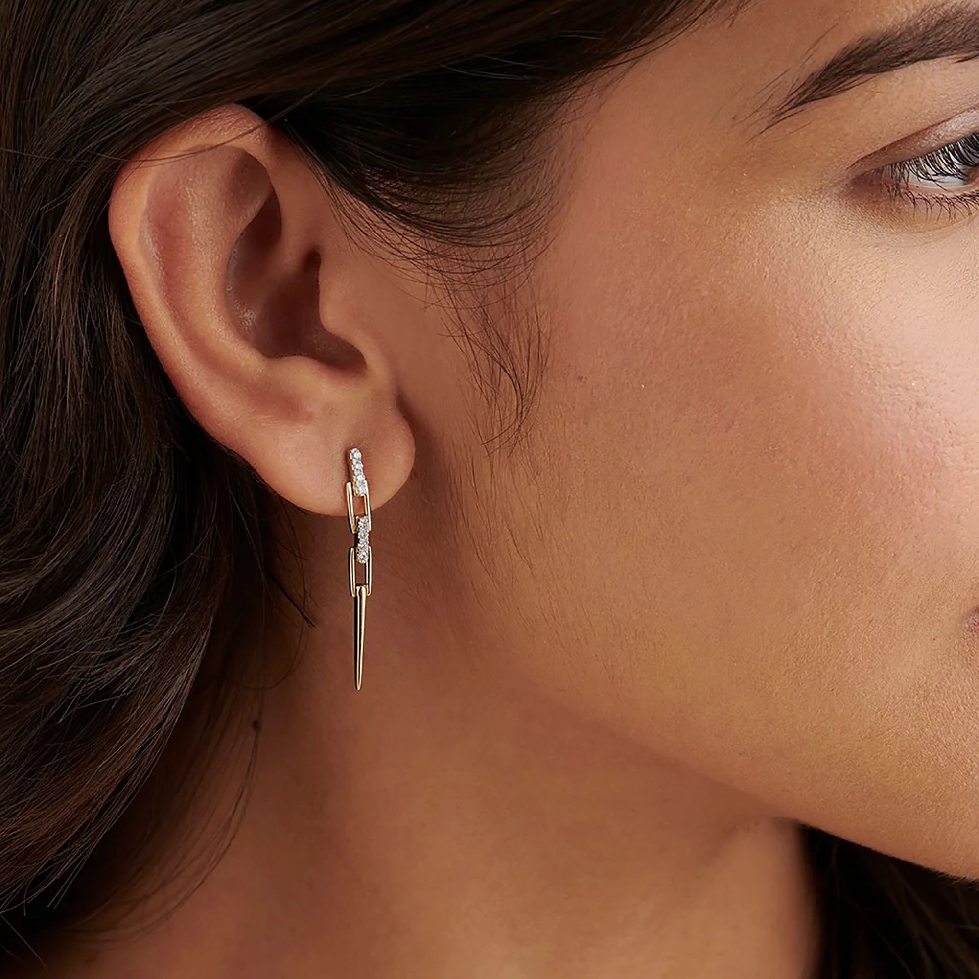 Nicodema 18K Gold Tapered Spike Drop Earrings