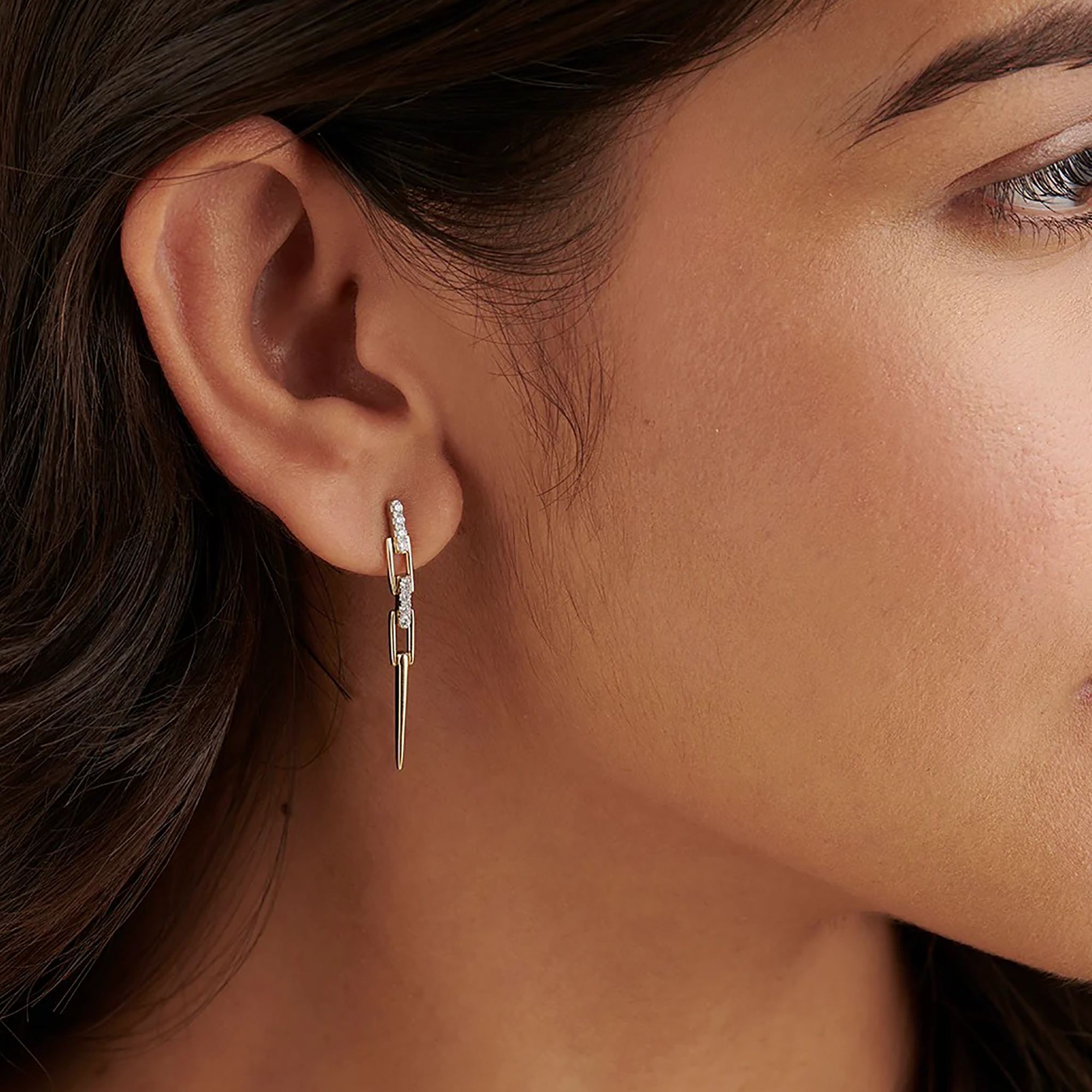 Nicodema 18K Gold Tapered Spike Drop Earrings