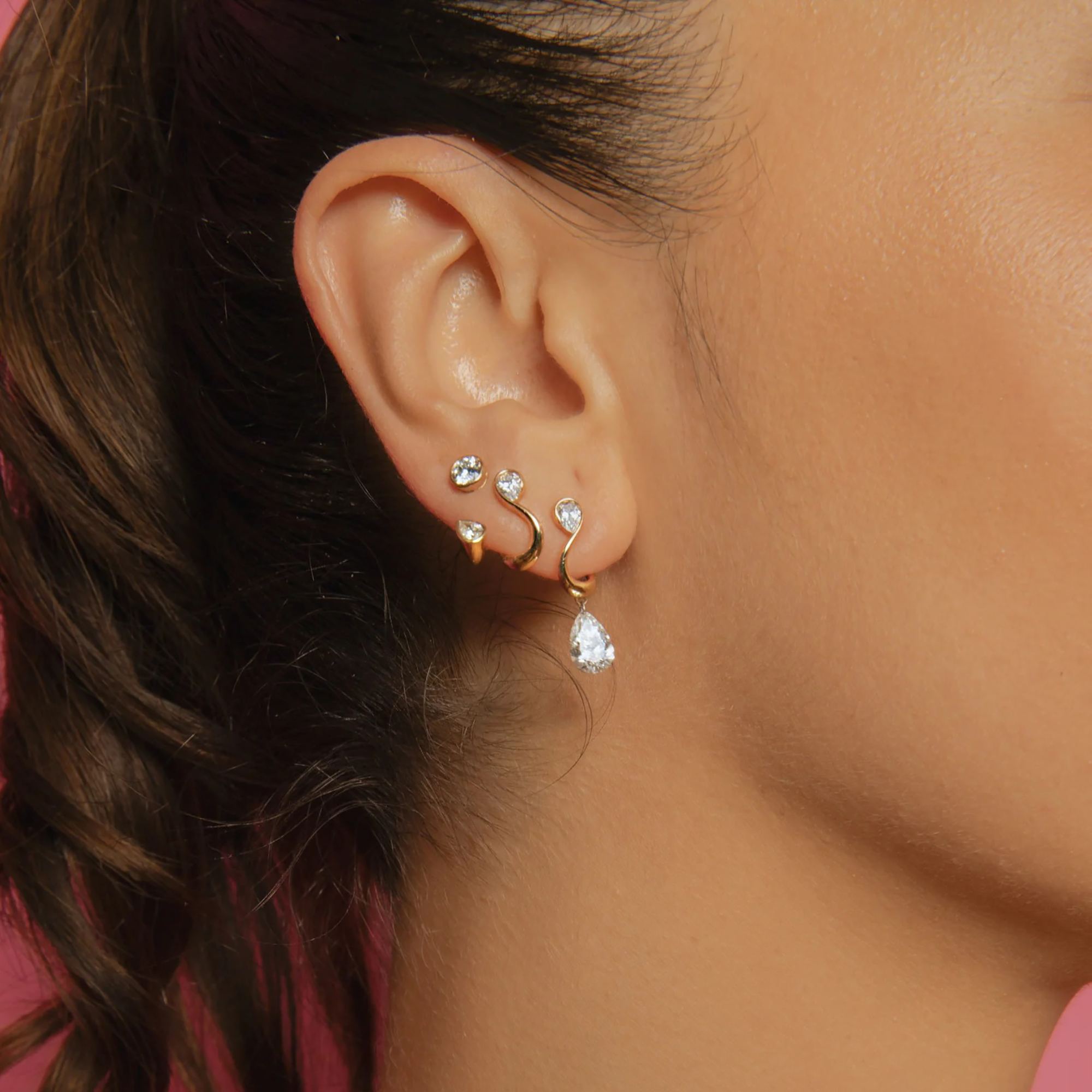 1-Agnethe 18K Gold Infinity Swirl Teardrop Drop Earrings