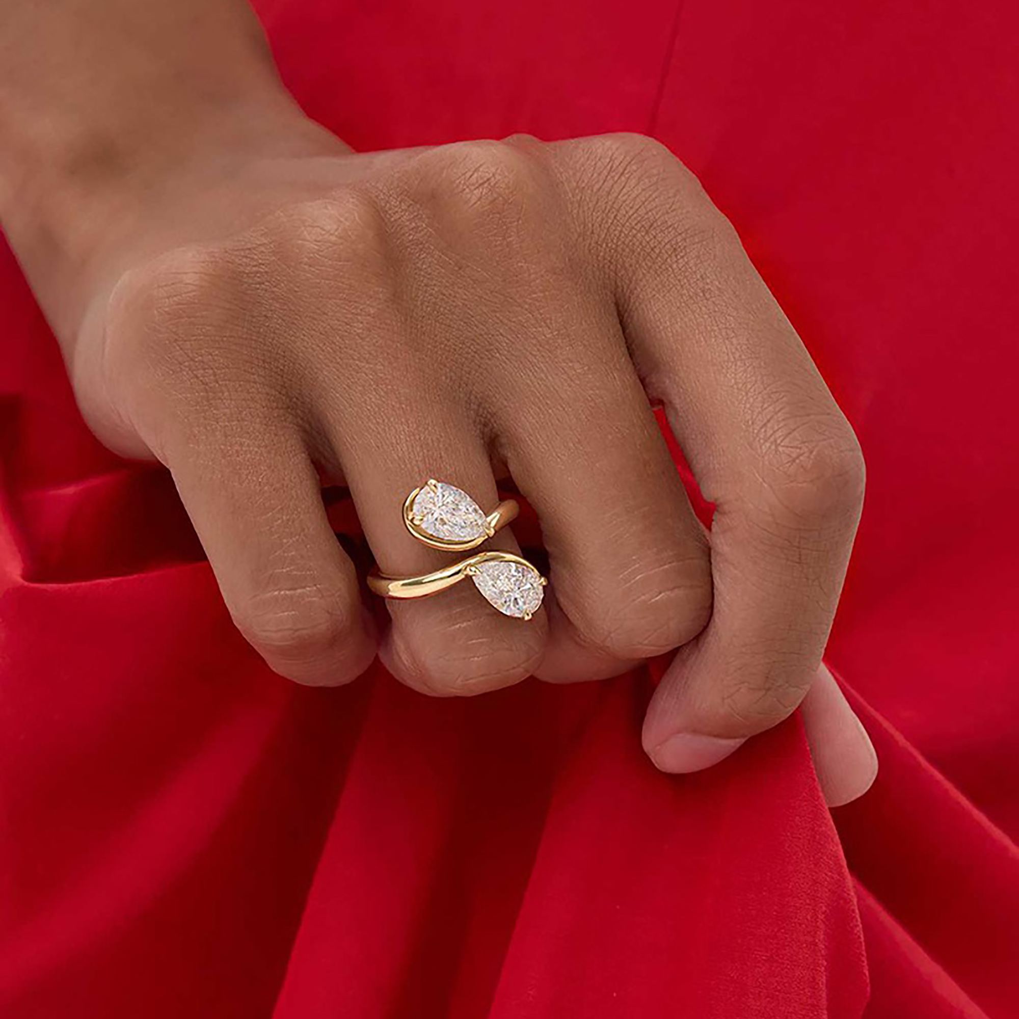 Célidande 18K Gold Dual Teardrop Open Ring