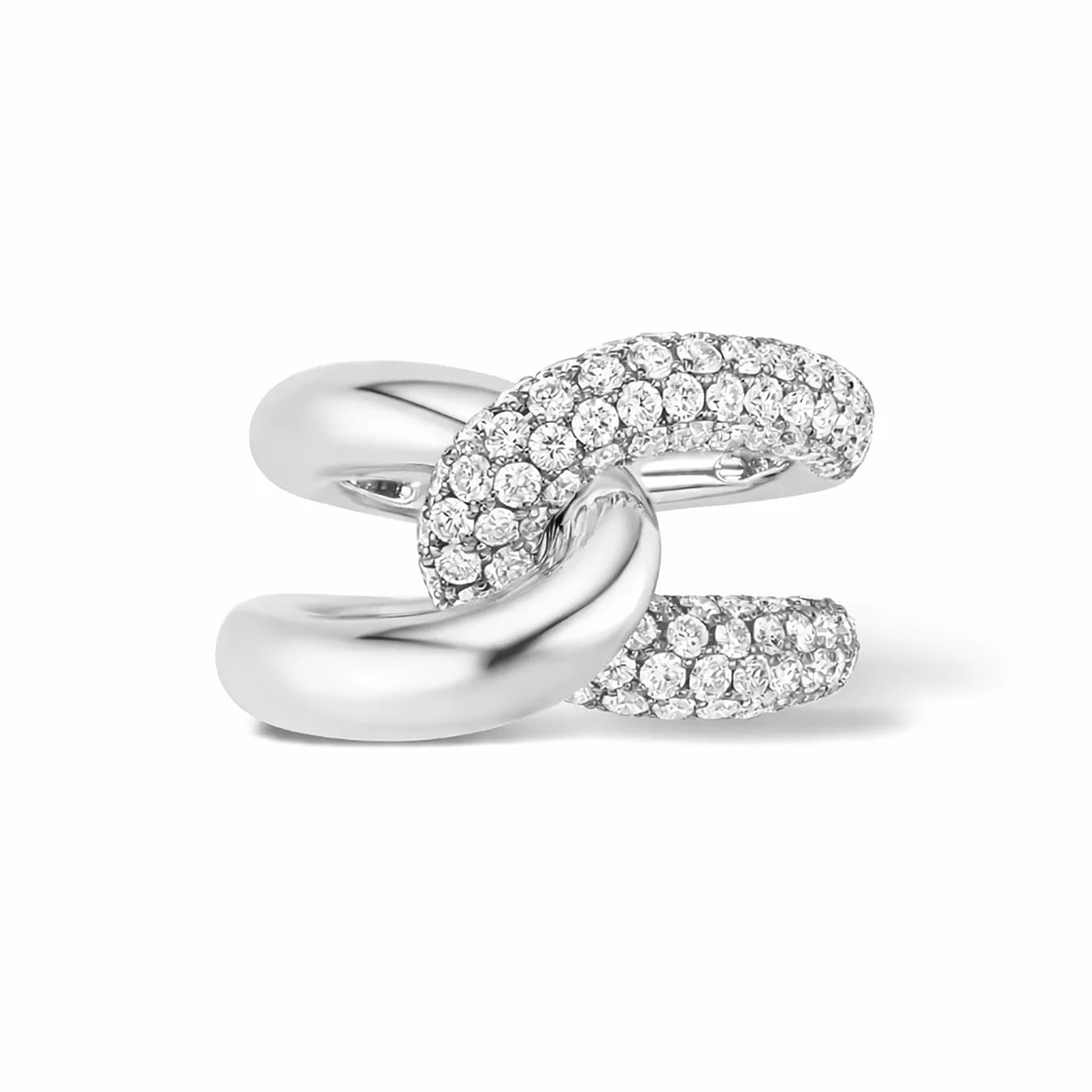 Aceline 18K Gold Interlocking Chain Link Pavé Ring