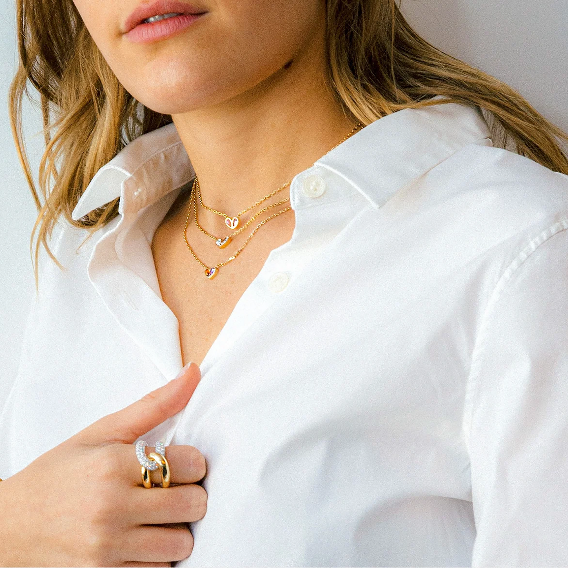 Aceline 18K Gold Interlocking Chain Link Pavé Ring