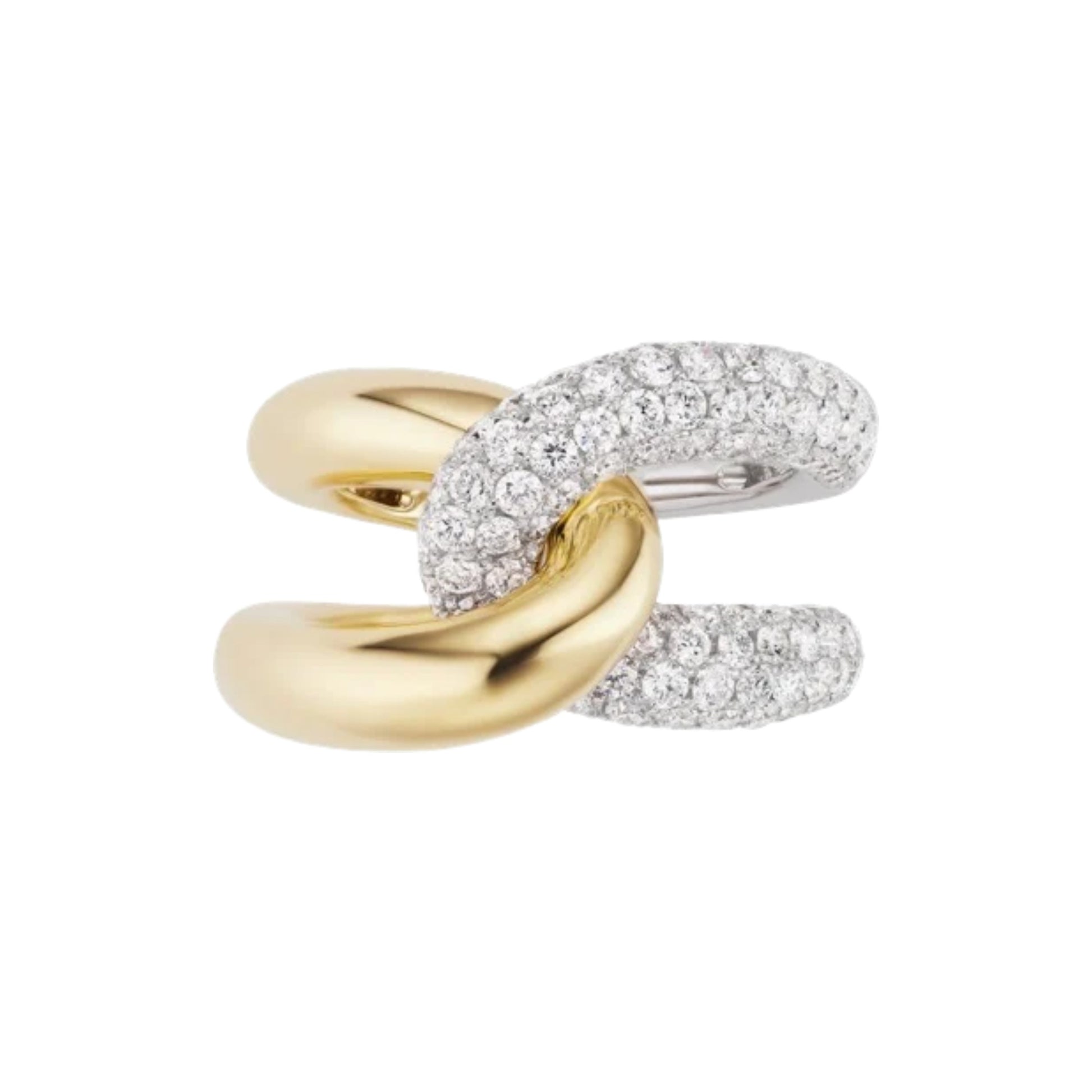 Aceline 18K Gold Interlocking Chain Link Pavé Ring