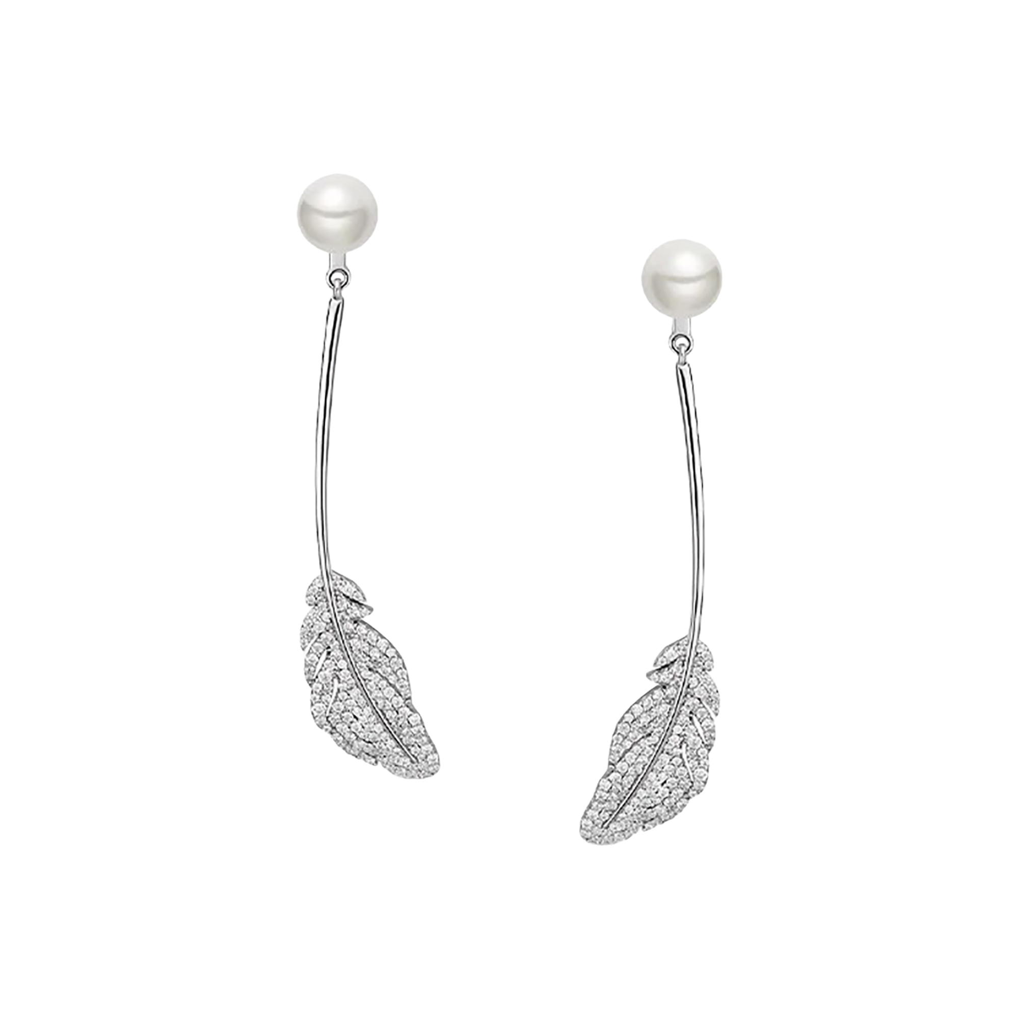 Adalhild White Pearl Feather Earrings