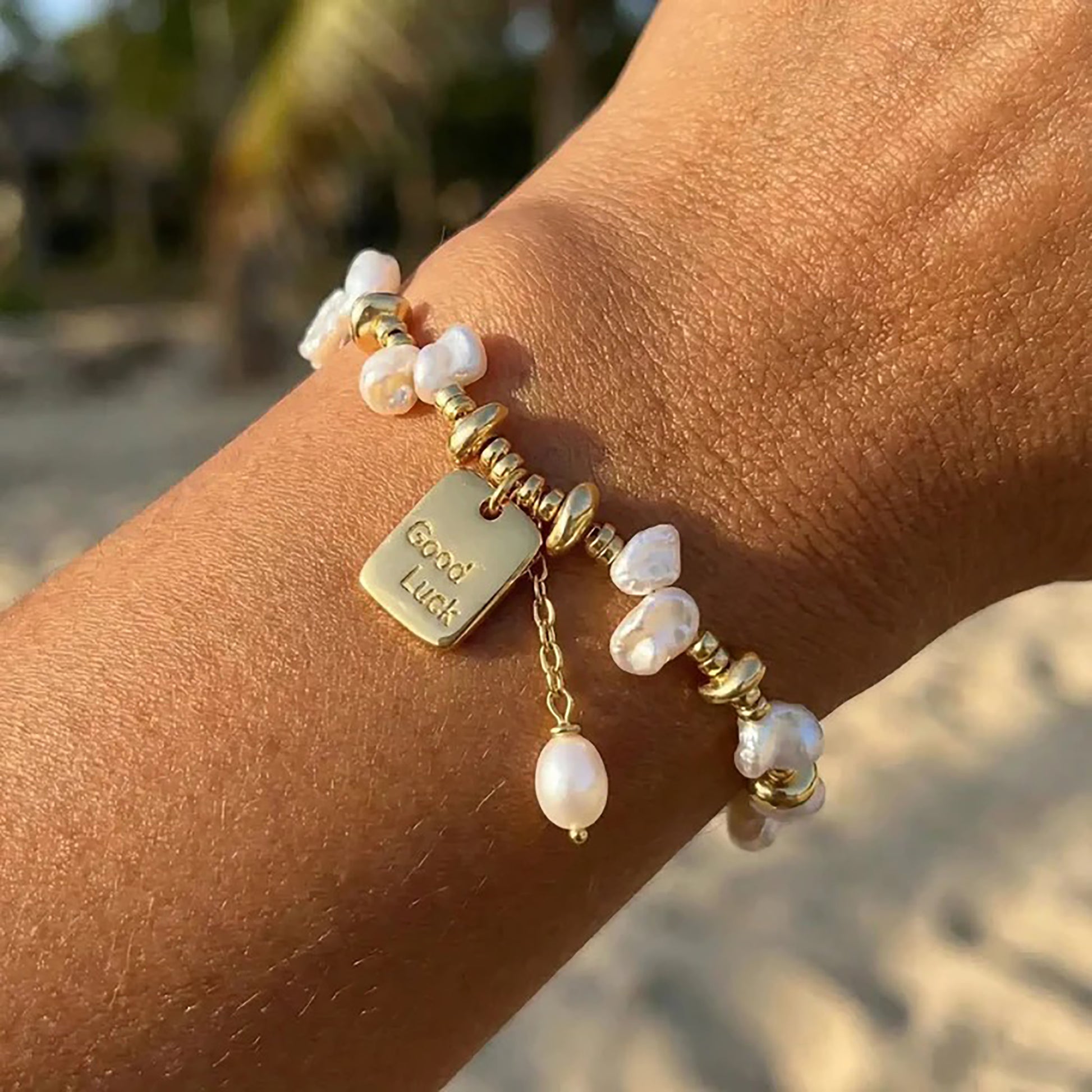 Adaltrun 14K Gold Baroque Pearl Bracelet