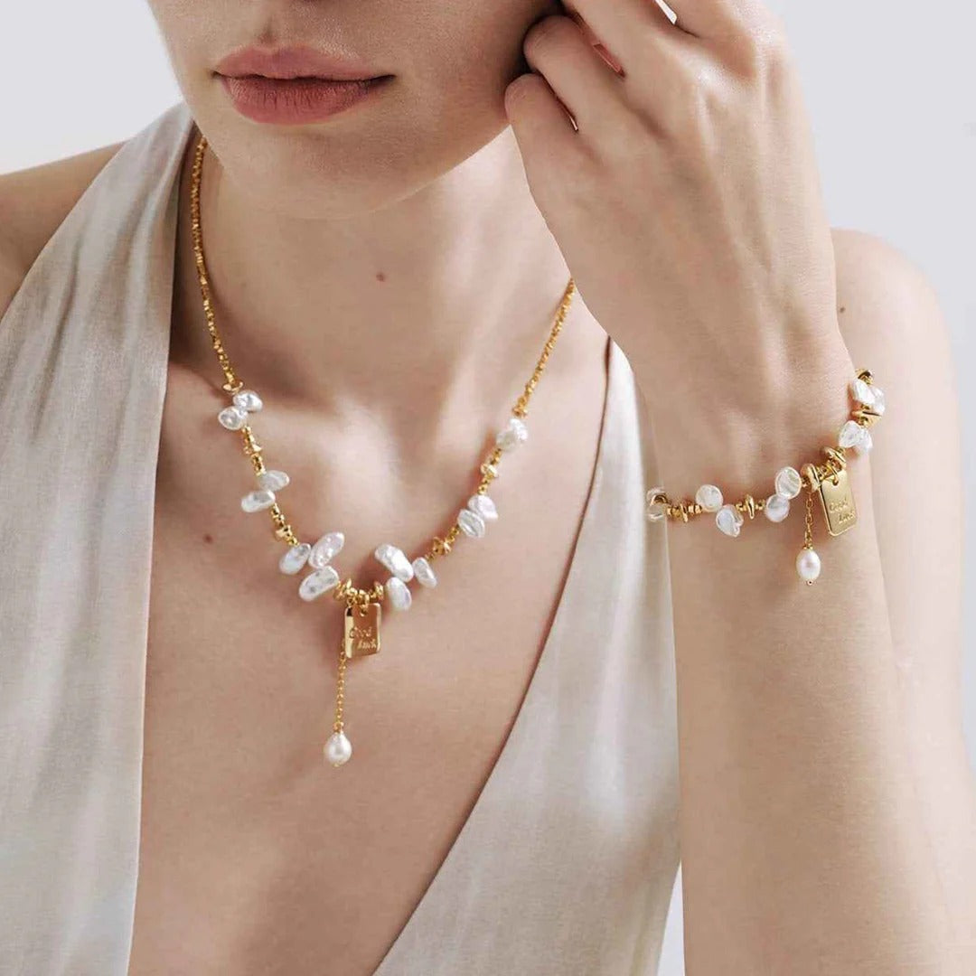 Adaltrun 14K Gold Baroque Pearl Choker Necklace