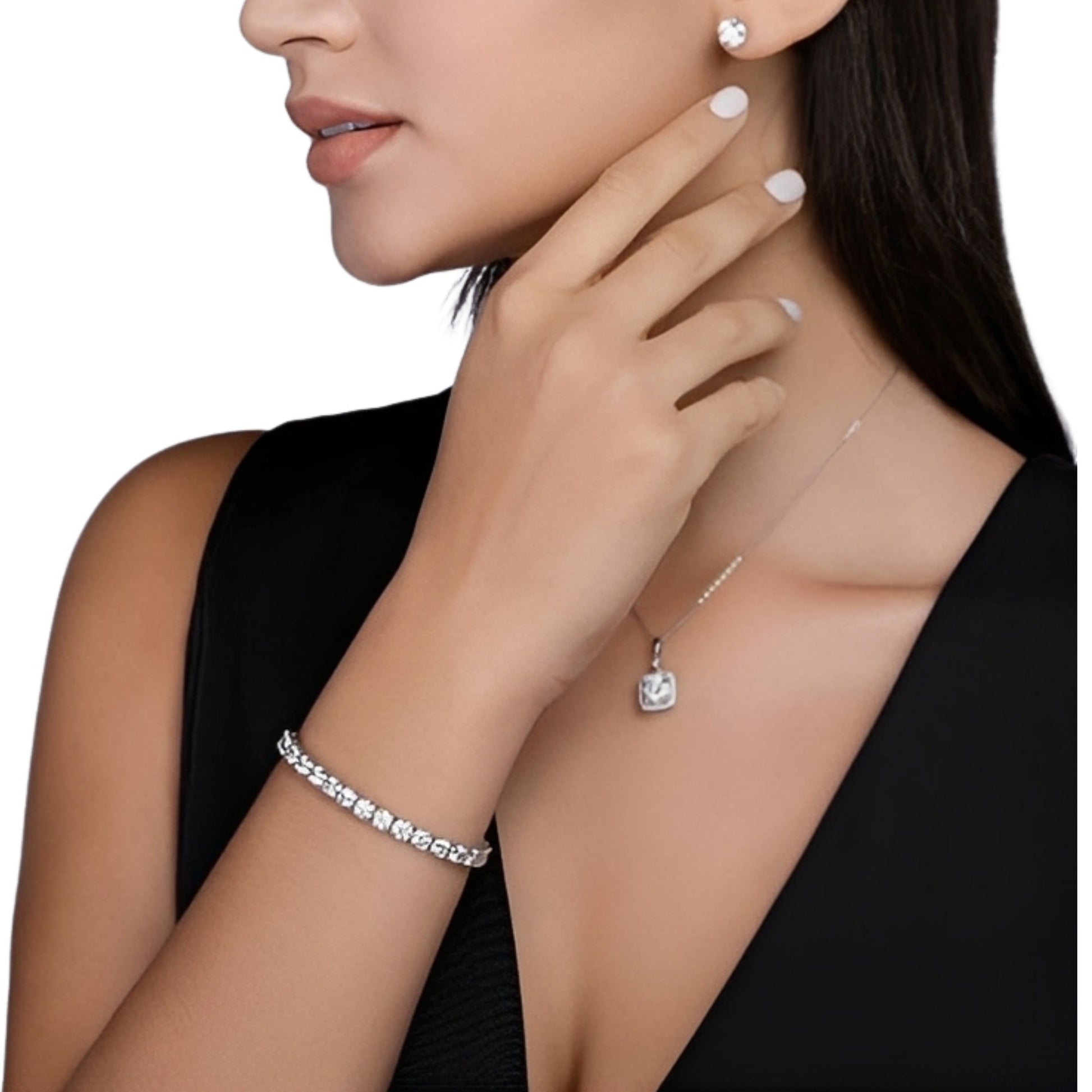 Adelheid White Round Tennis Bracelet