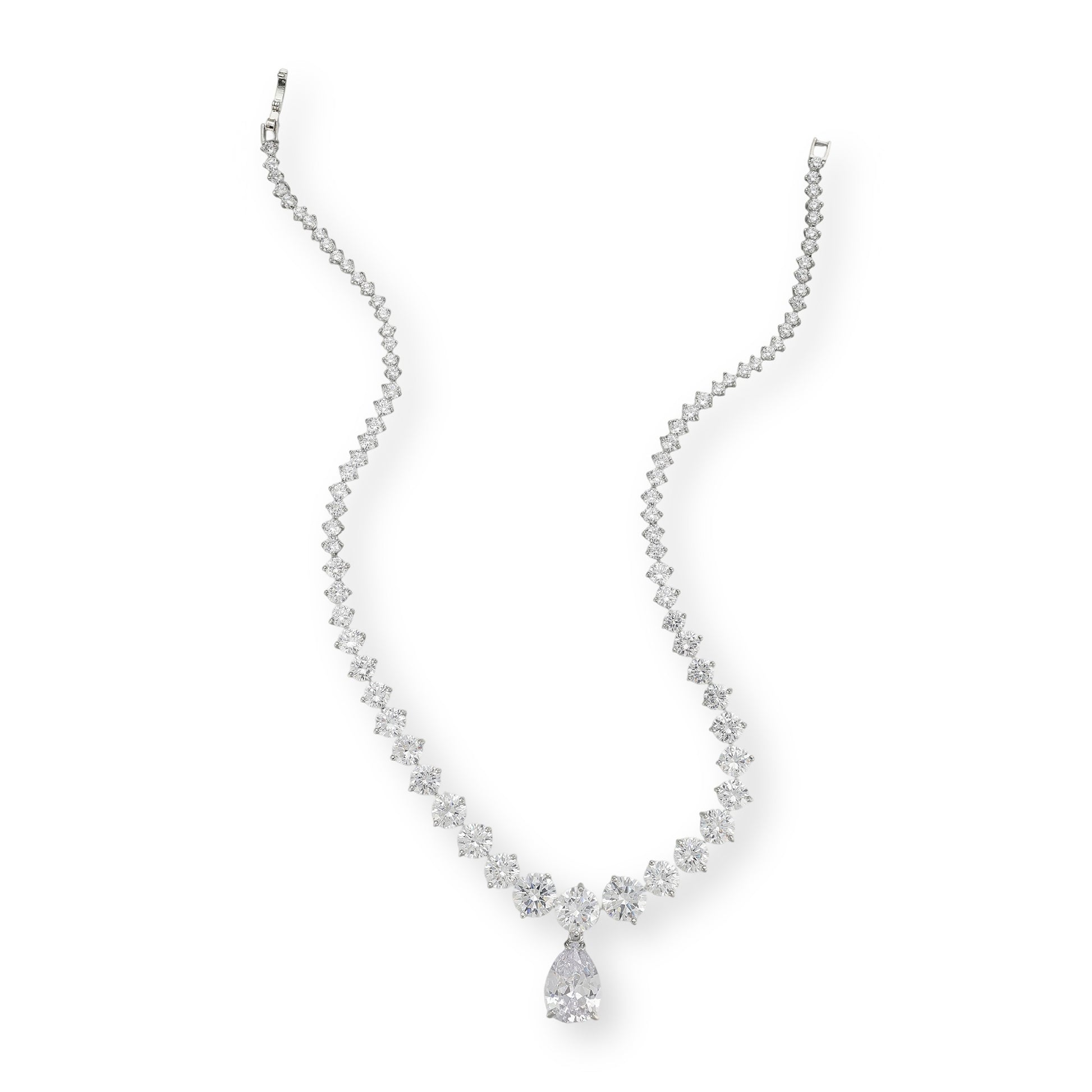 Adelhilde White Round Teardrop Drop Earrings & Necklace Set