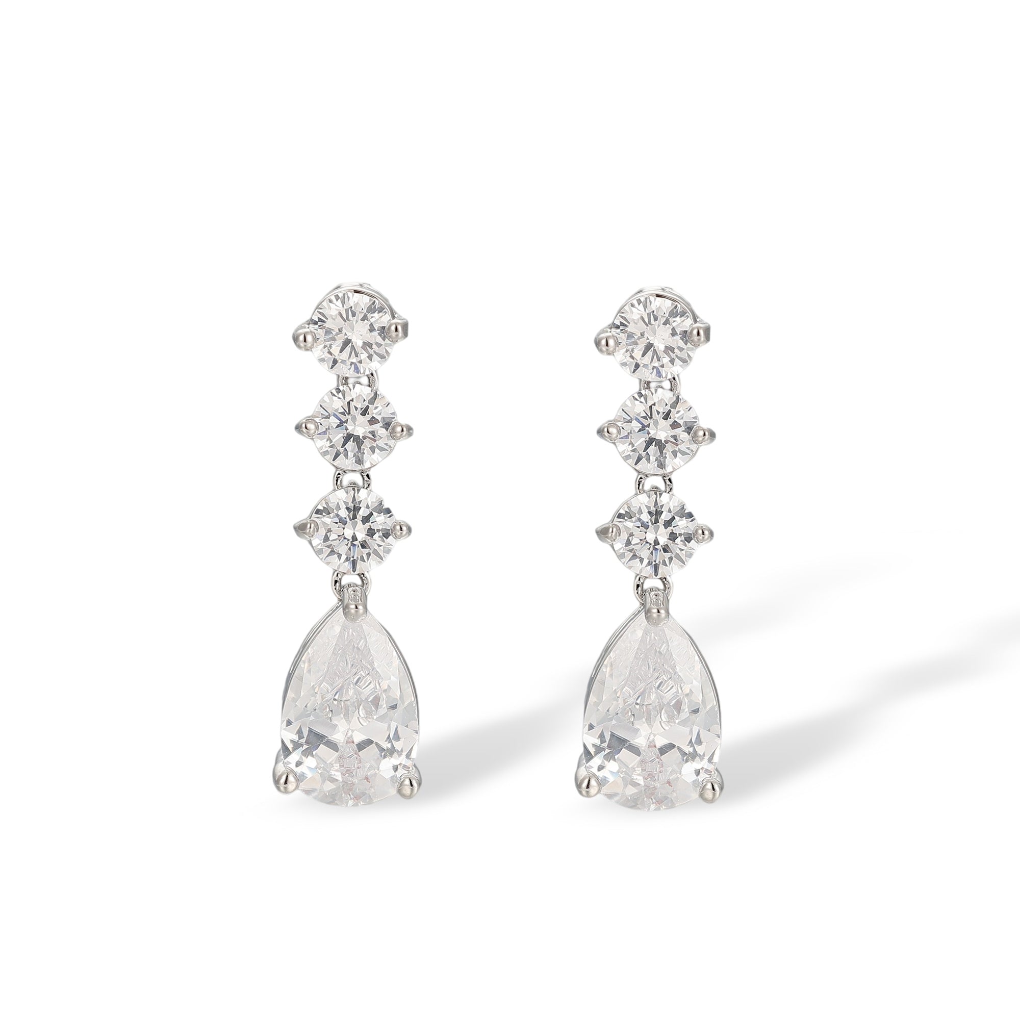 Adelhilde White Round Teardrop Drop Earrings & Necklace Set