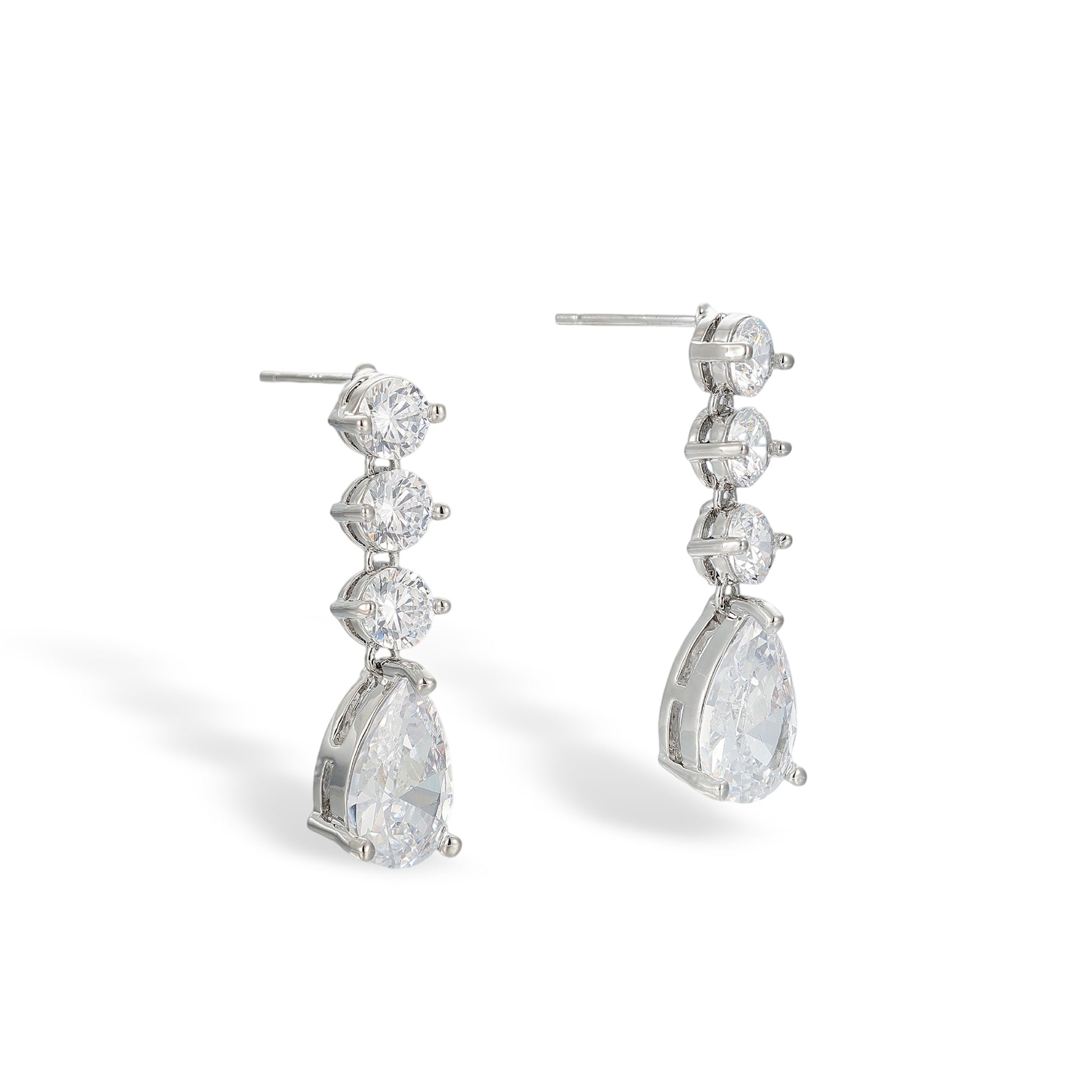 Adelhilde White Round Teardrop Drop Earrings & Necklace Set