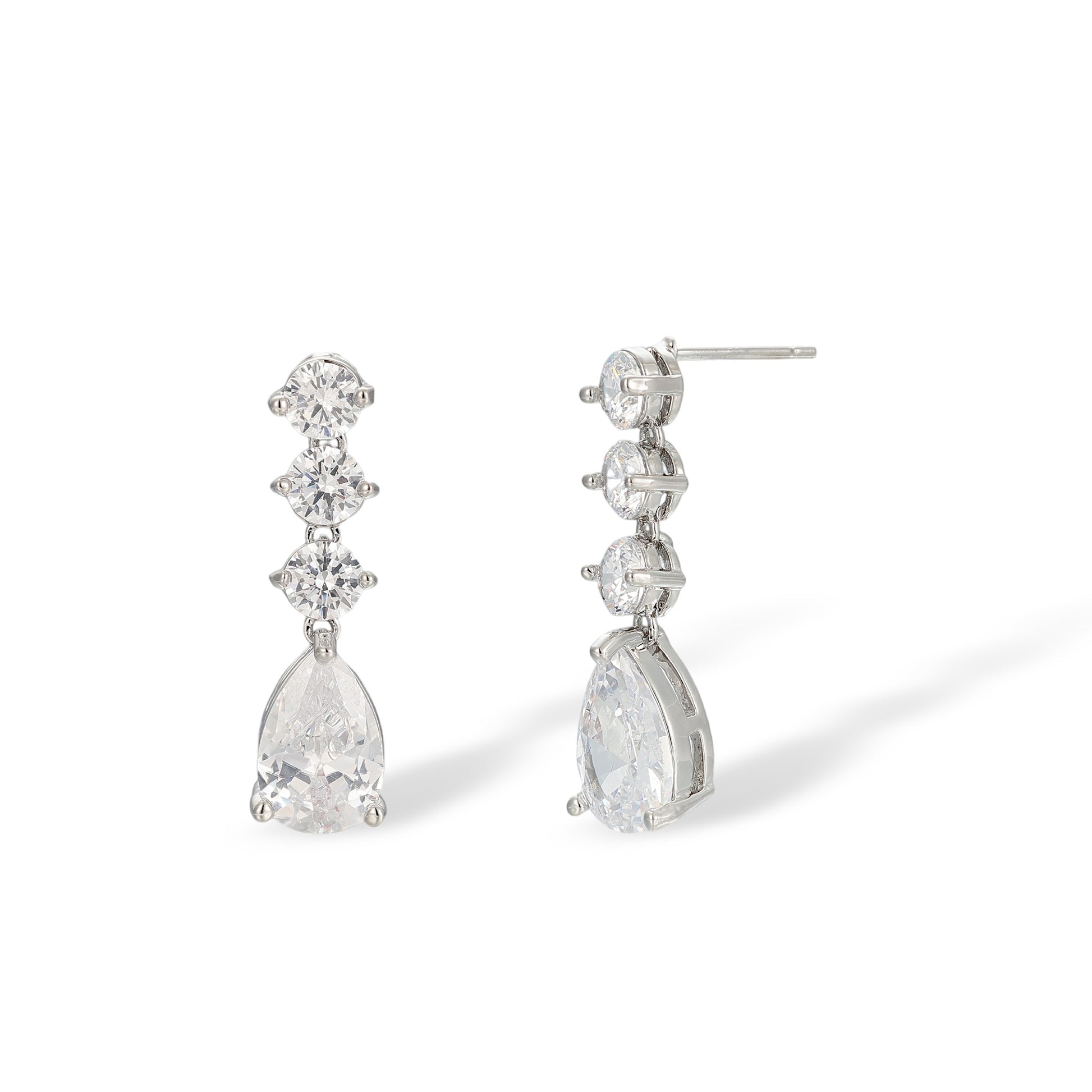Adelhilde White Round Teardrop Drop Earrings & Necklace Set