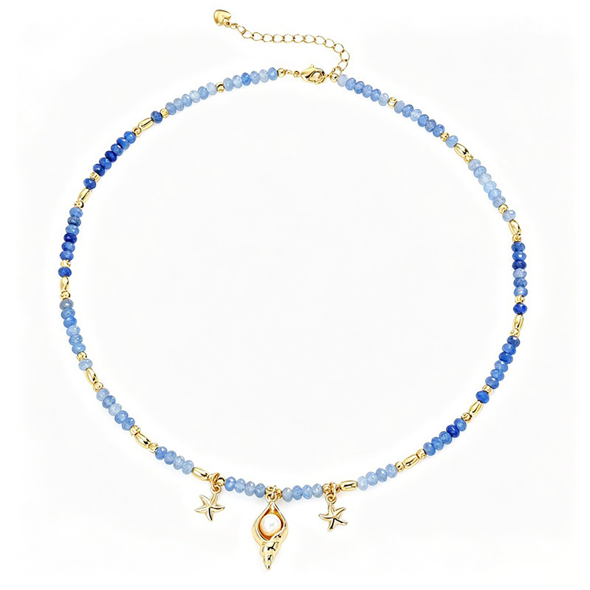 Adellinde Blue Starfish Conch Natural Stone Necklace
