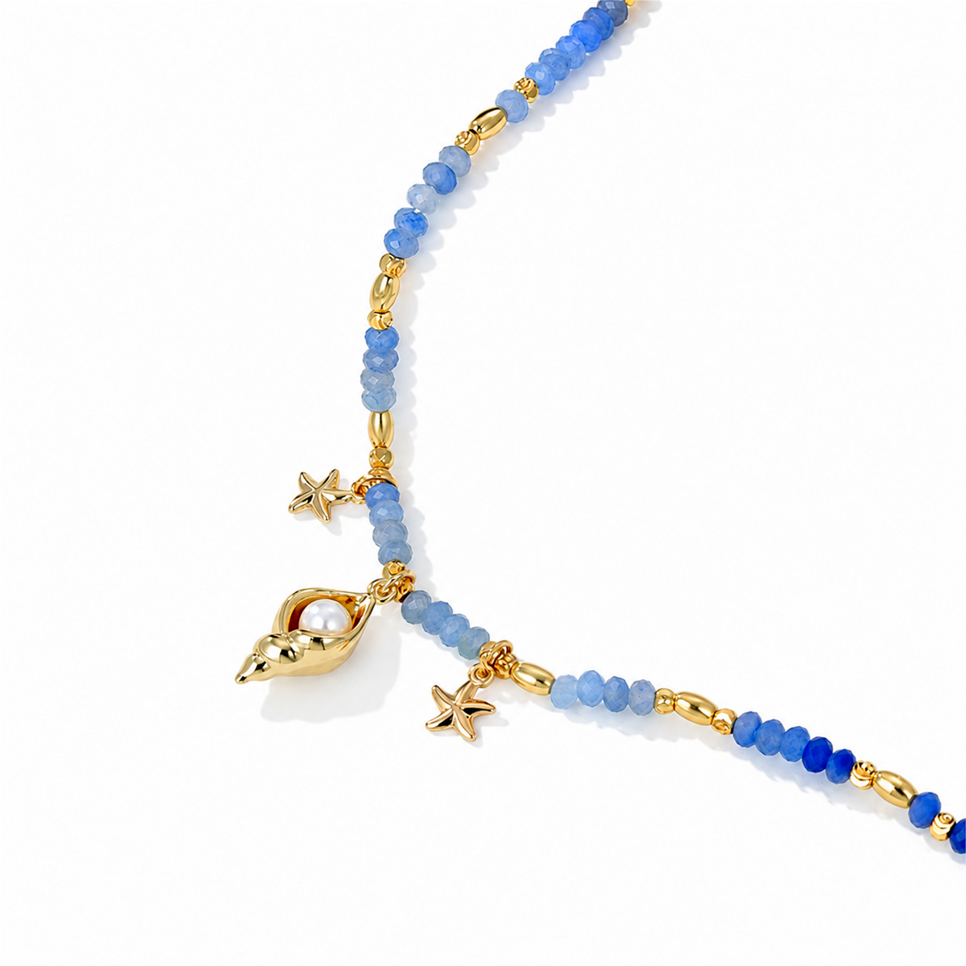 Adellinde Blue Starfish Conch Natural Stone Necklace