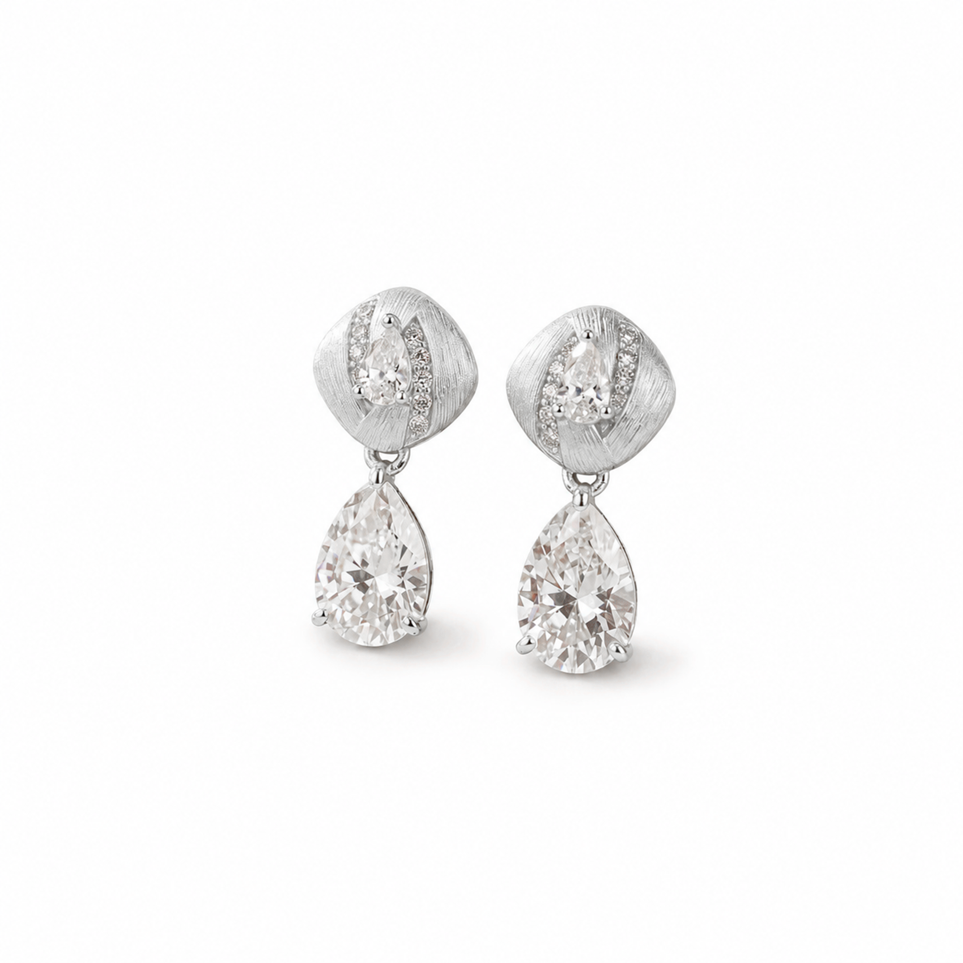 Adelmina 14K Gold Cushion Teardrop Moissanite Drop Earrings