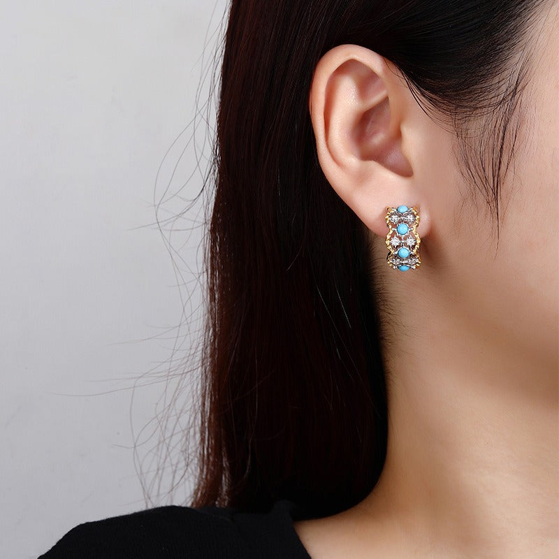 Adeltraud Turquoise Wavy Earrings