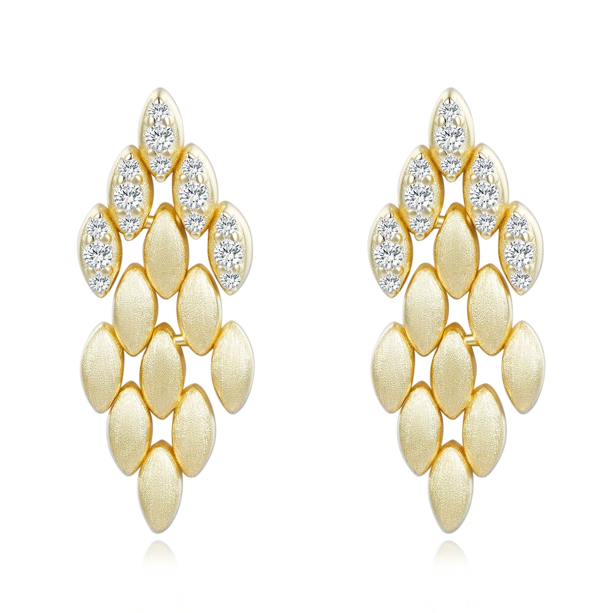 Adeltrud 14K Gold Oval Leaf Drop Earrings