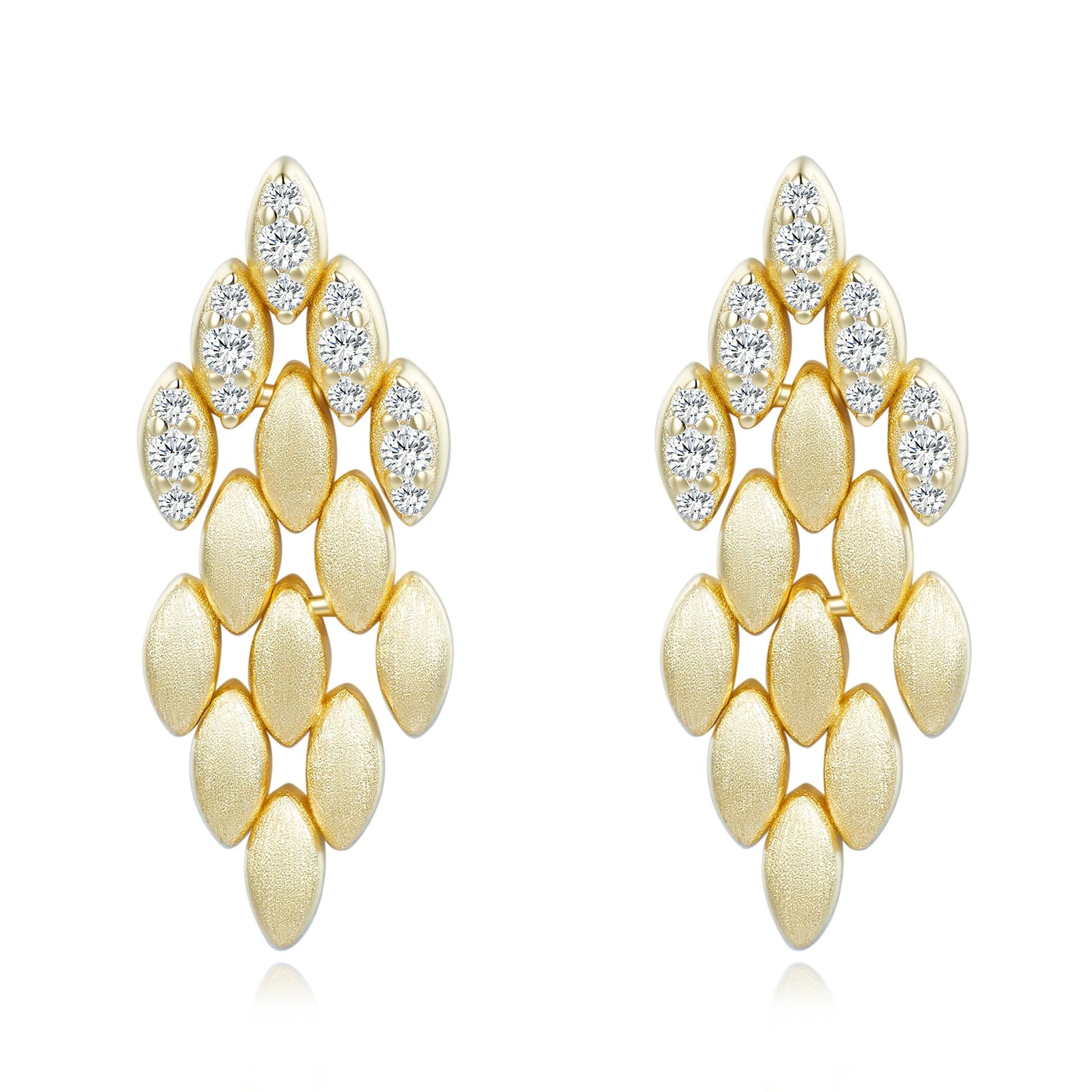 Adeltrud 14K Gold Oval Leaf Drop Earrings
