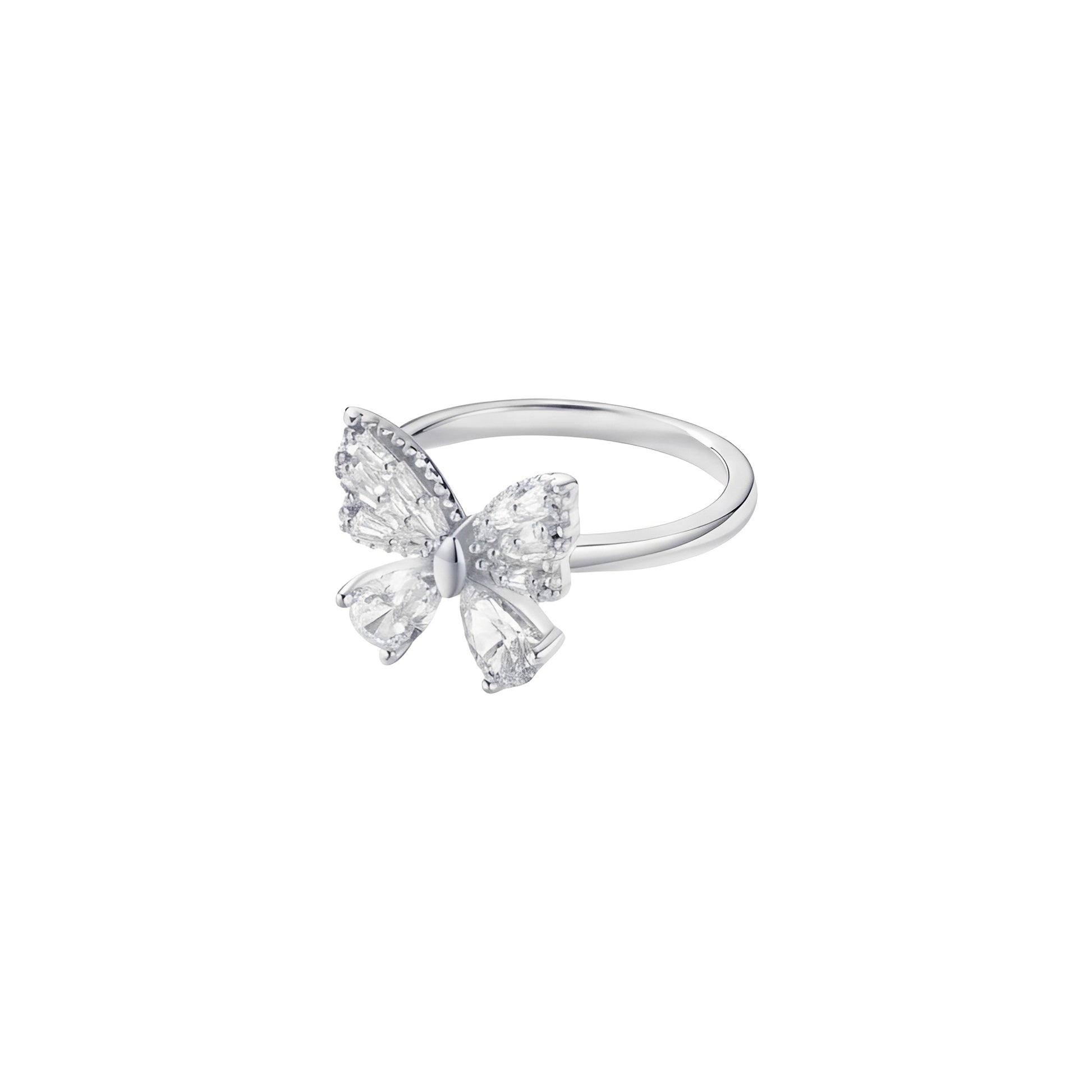 Adraste White Butterfly Open Ring