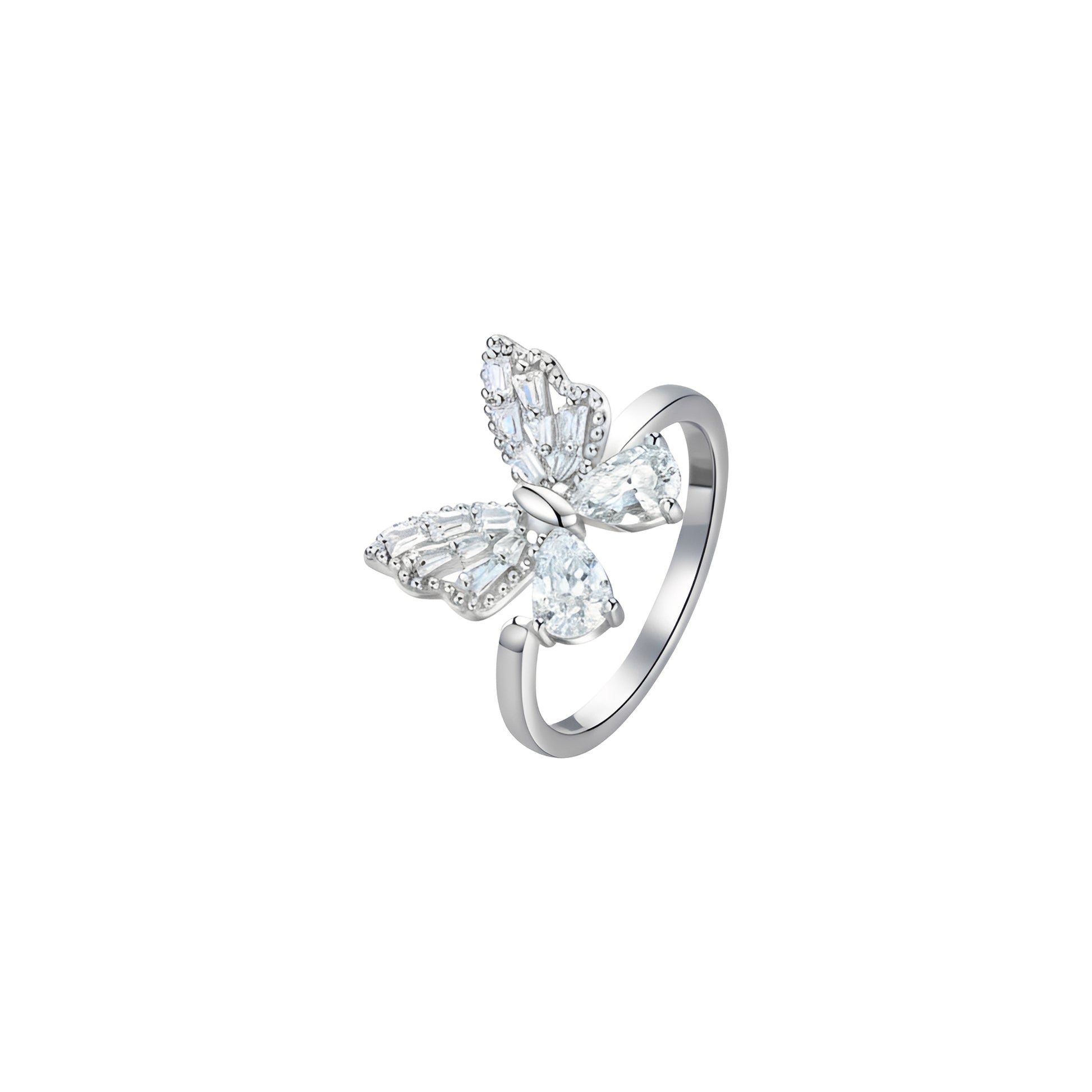 Adraste White Butterfly Open Ring