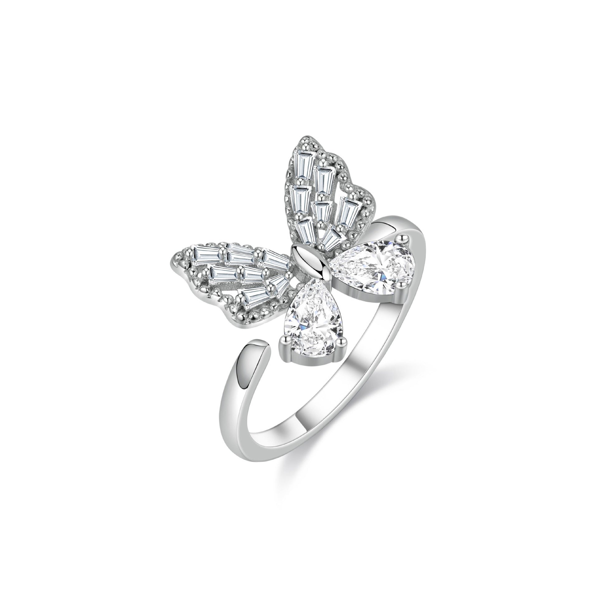 Adraste White Butterfly Open Ring