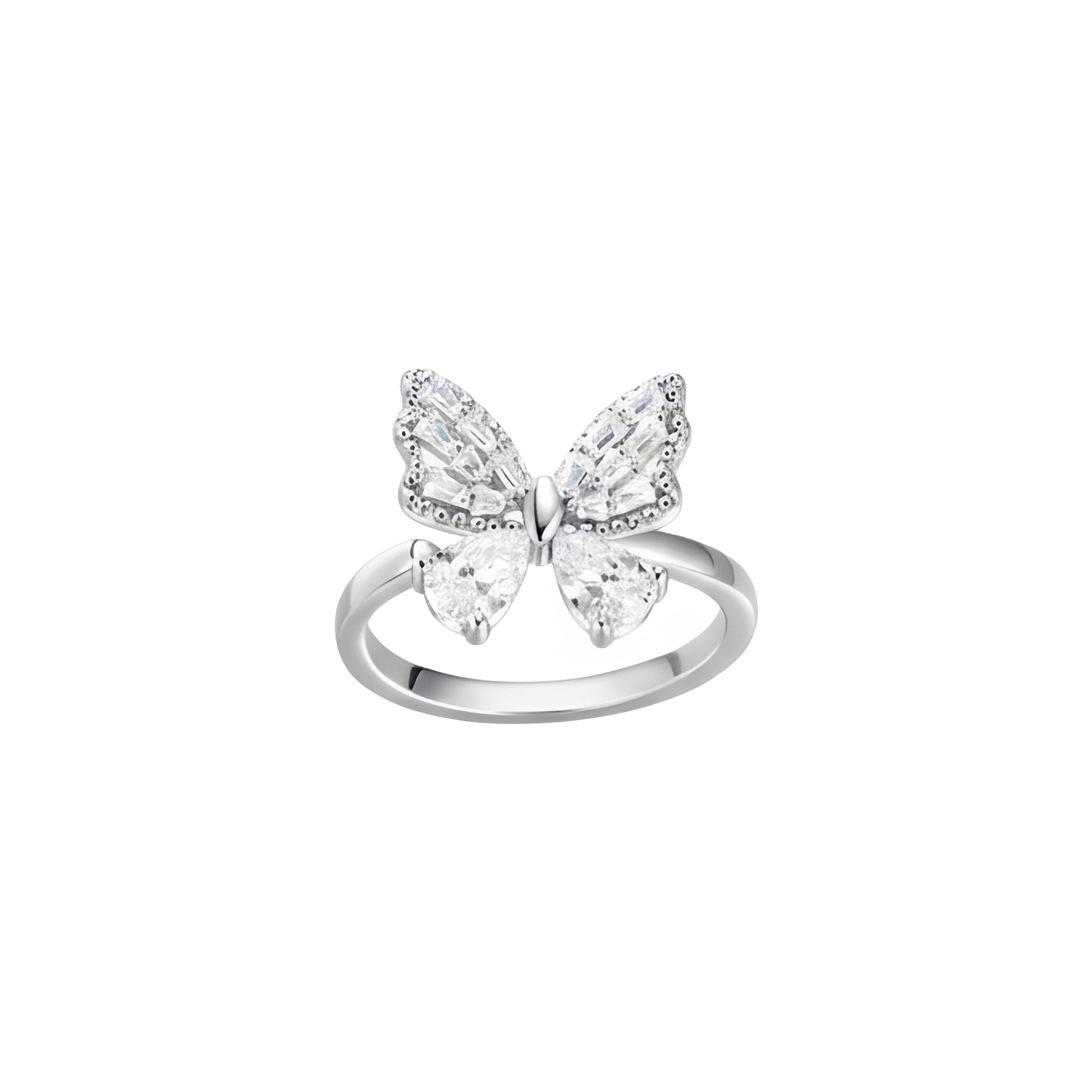 Adraste White Butterfly Open Ring