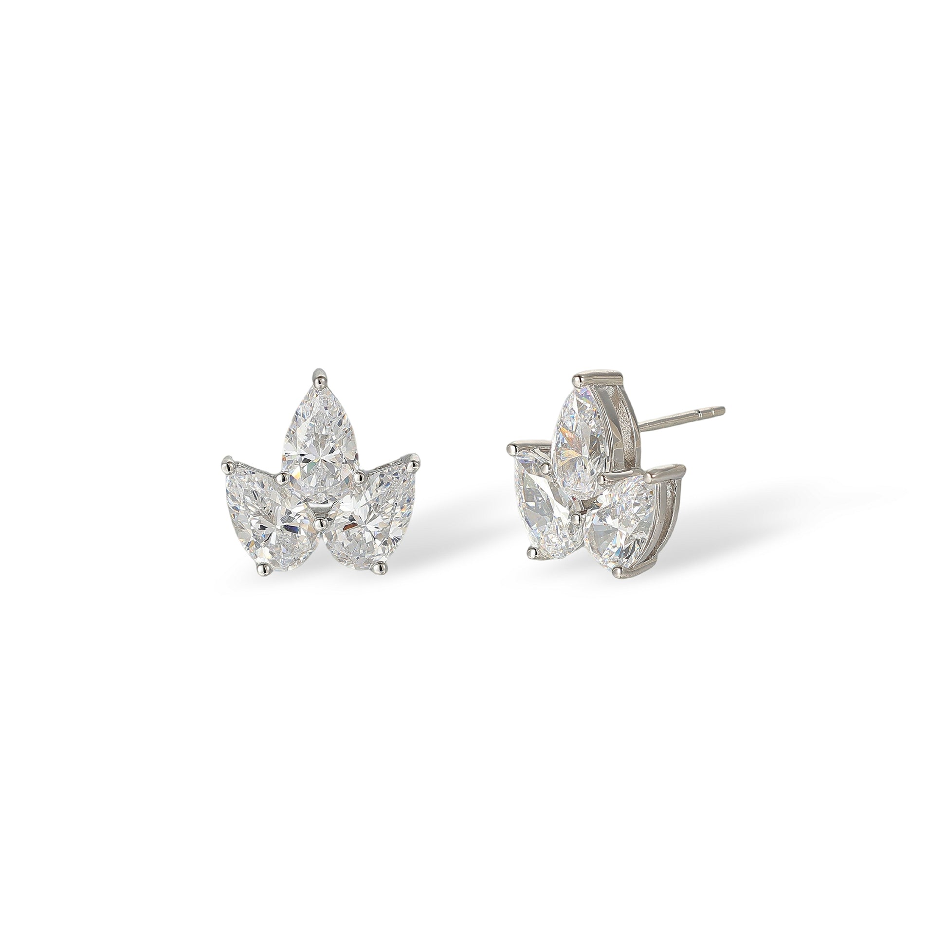 Agneline White Teardrop Crown Stud Earrings