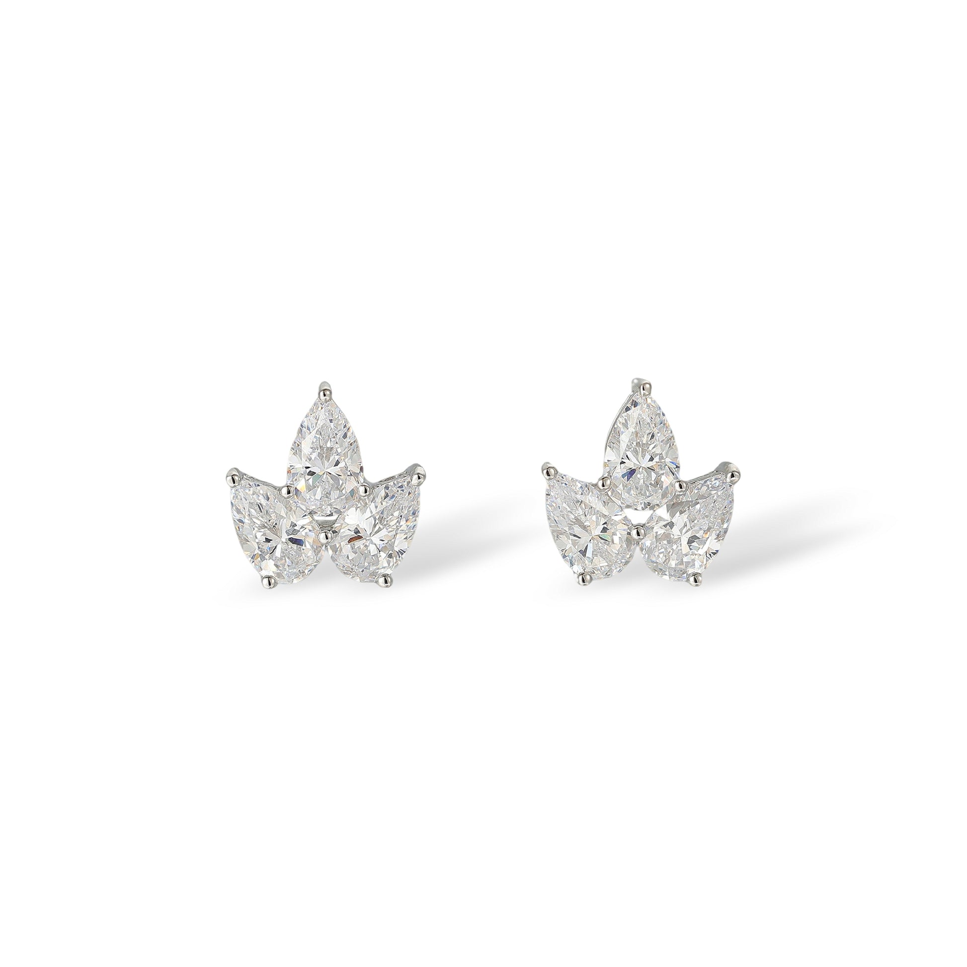 Agneline White Teardrop Crown Stud Earrings