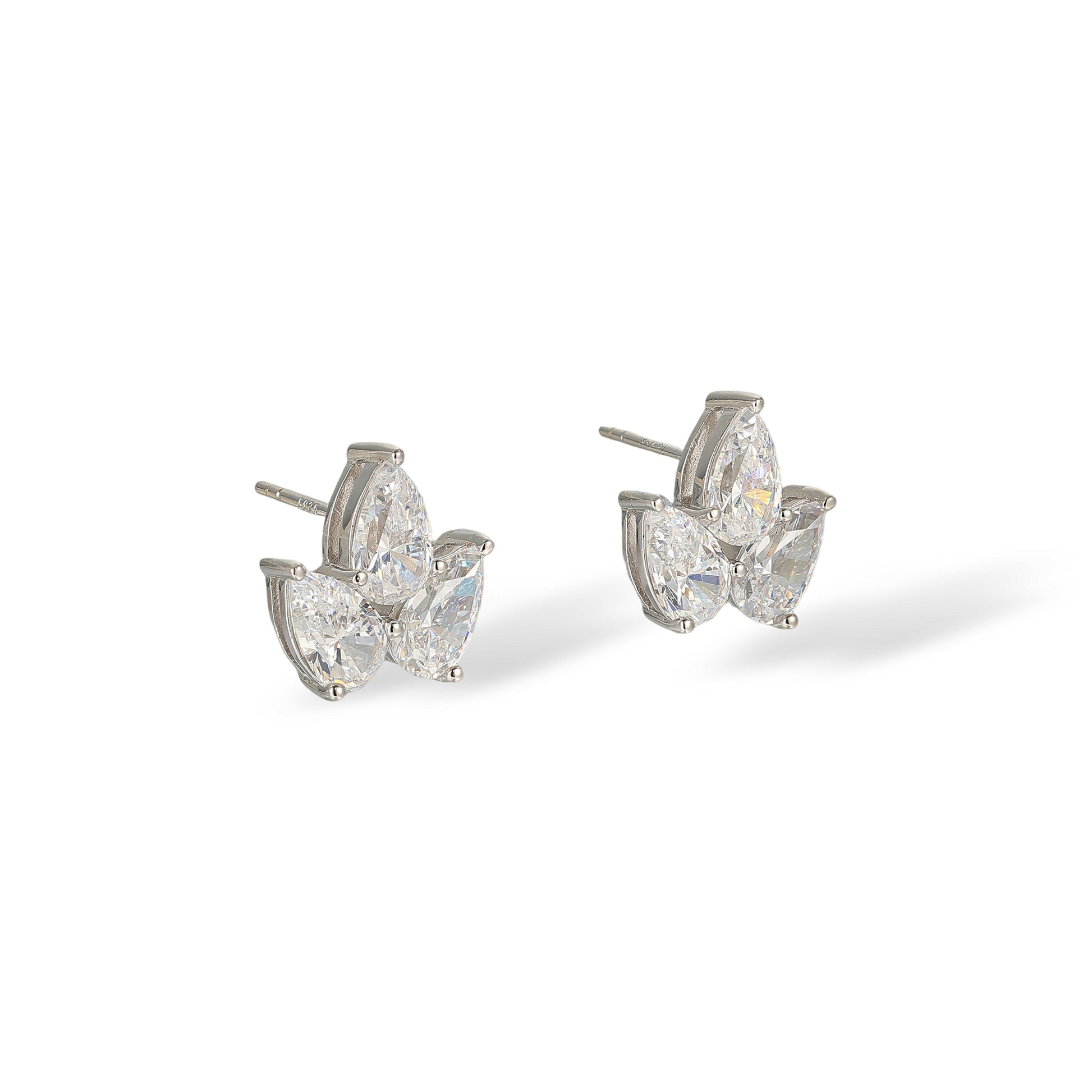 Agneline White Teardrop Crown Stud Earrings