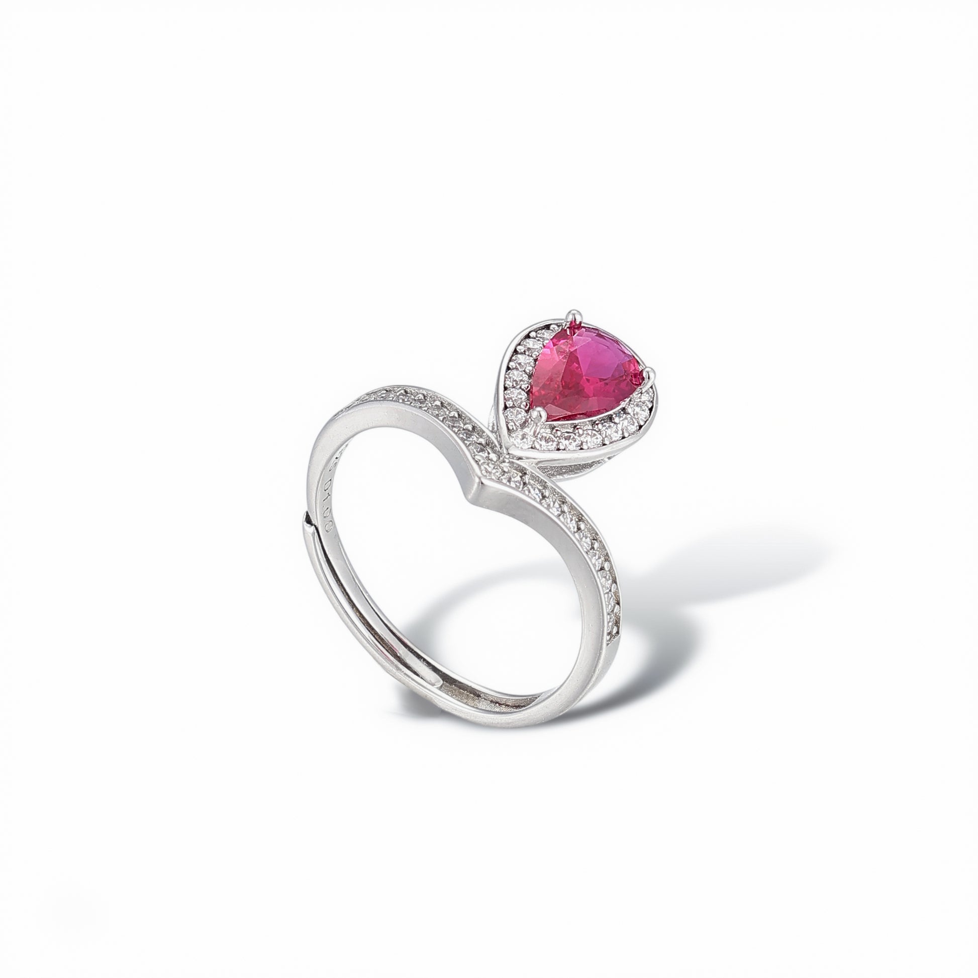 Agnès Red Teardrop Open Ring