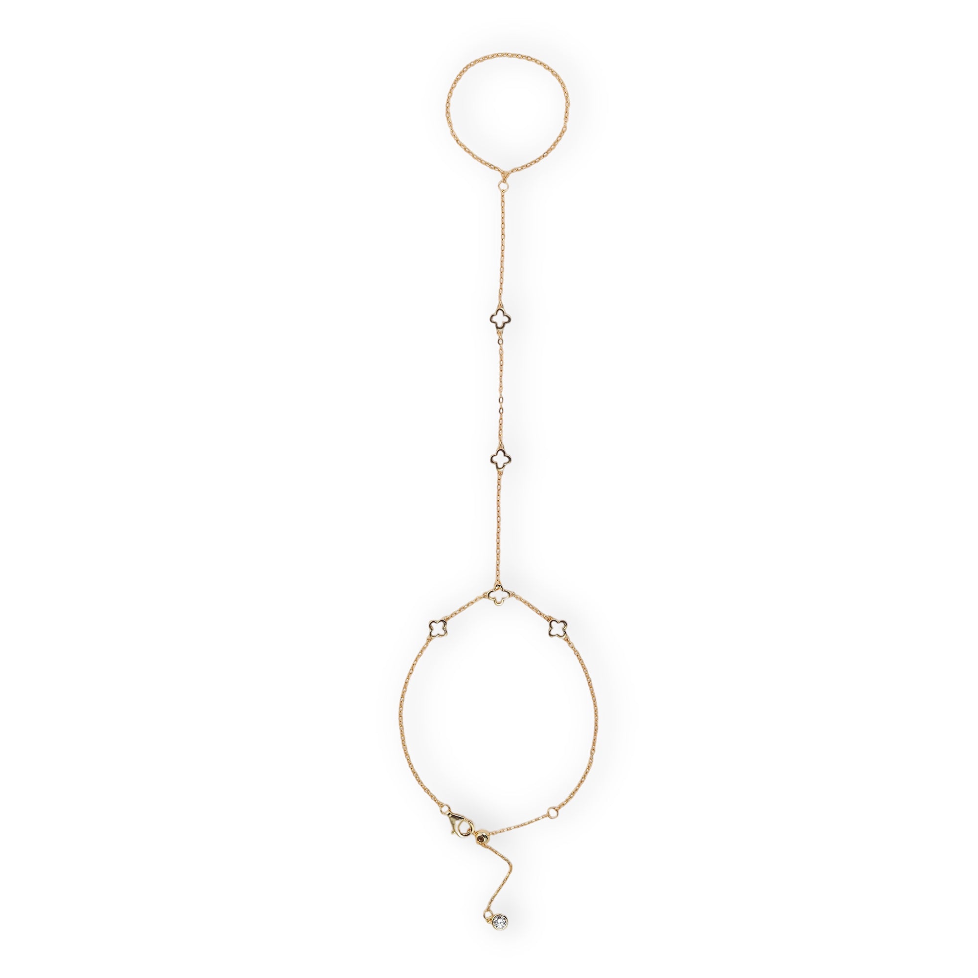 Agrégine 18K Gold Hollow Trèfle Linked Finger Bracelet