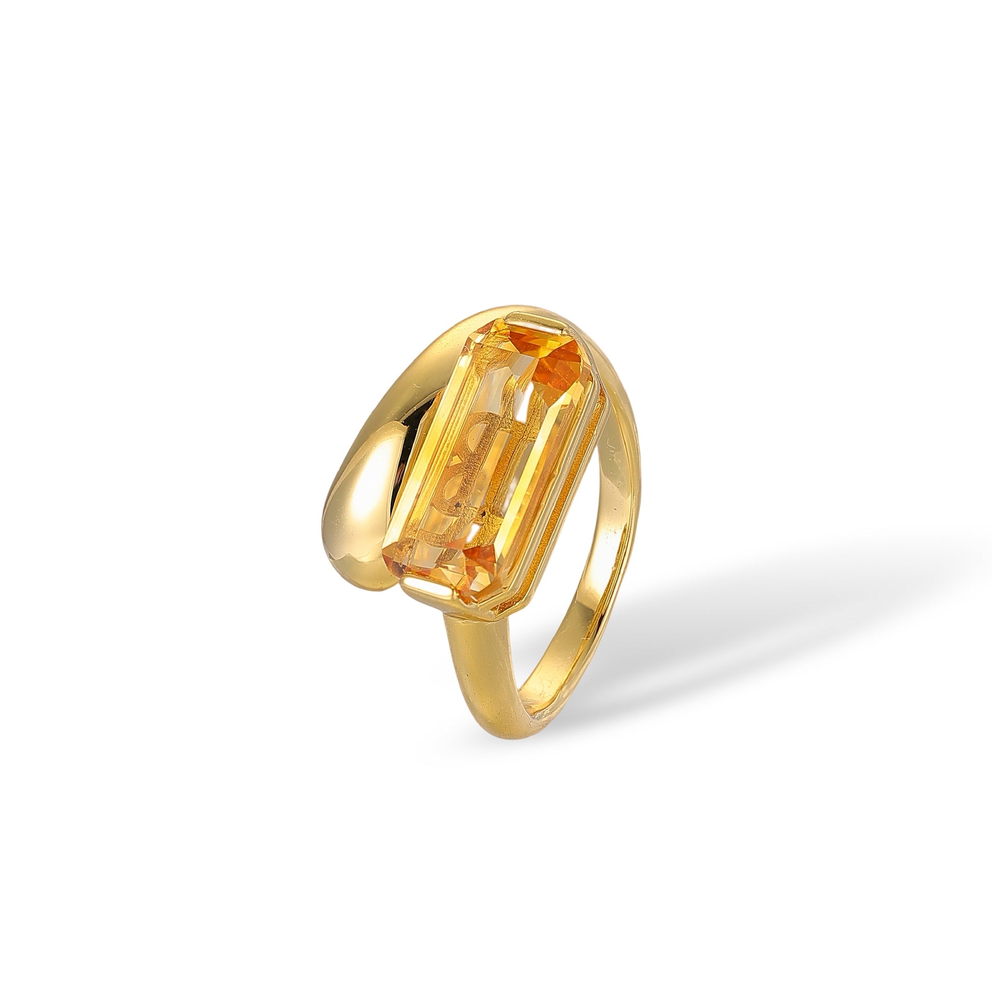 Aileen Yellow Baguette Citrine Open Ring