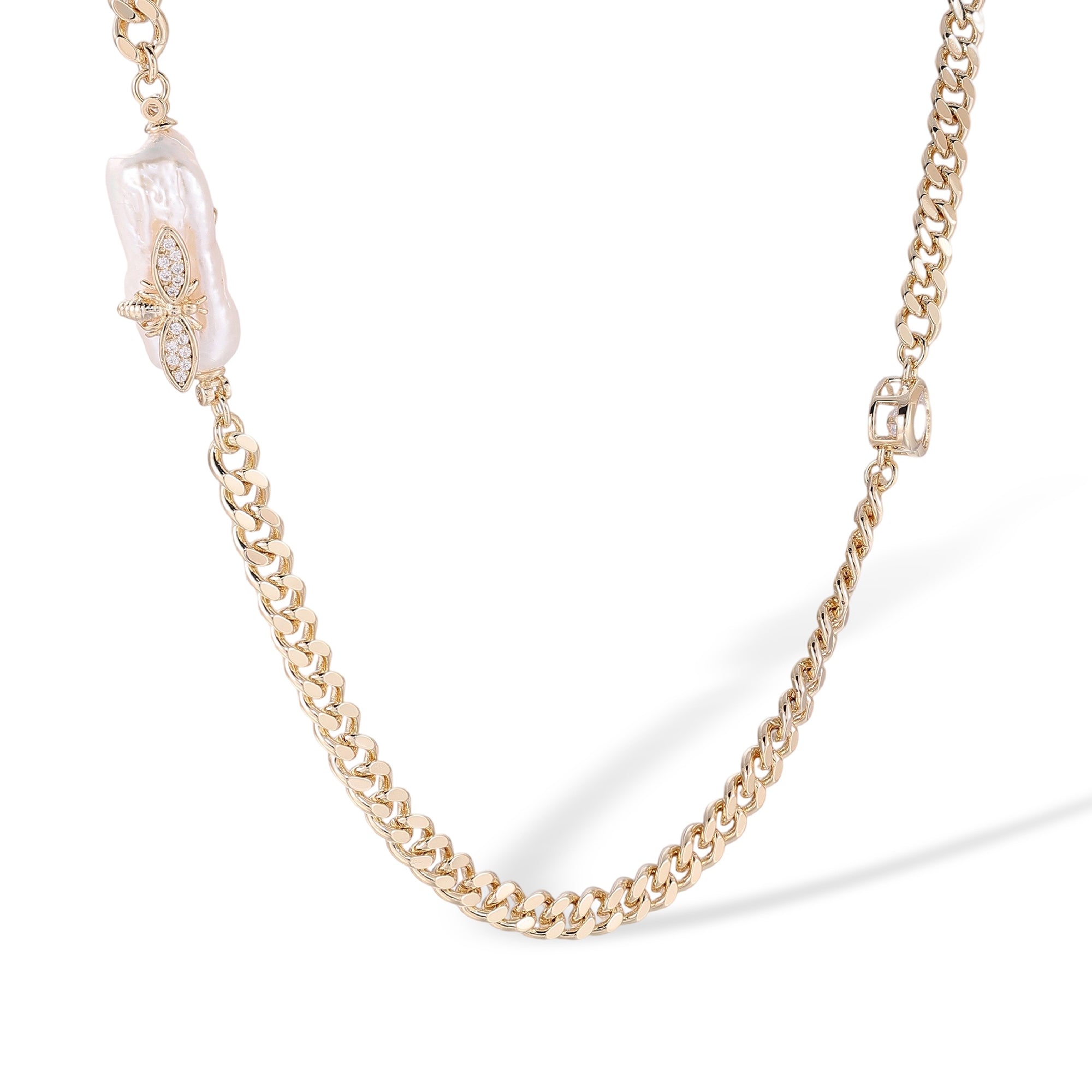 Alflind 14K Gold Baroque Pearl Heart Necklace
