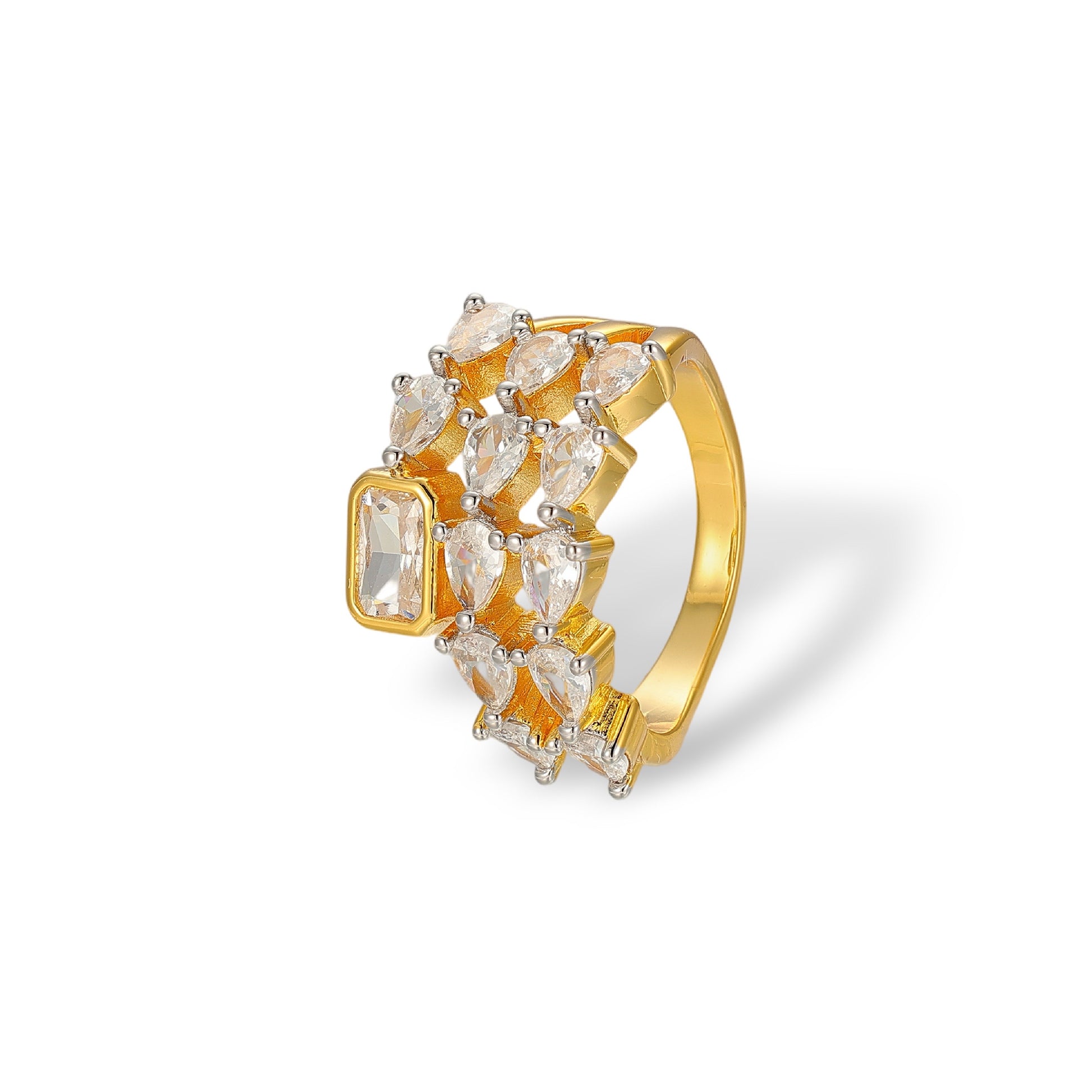 Alrunia 18K Gold Teardrop Rectangular Ring