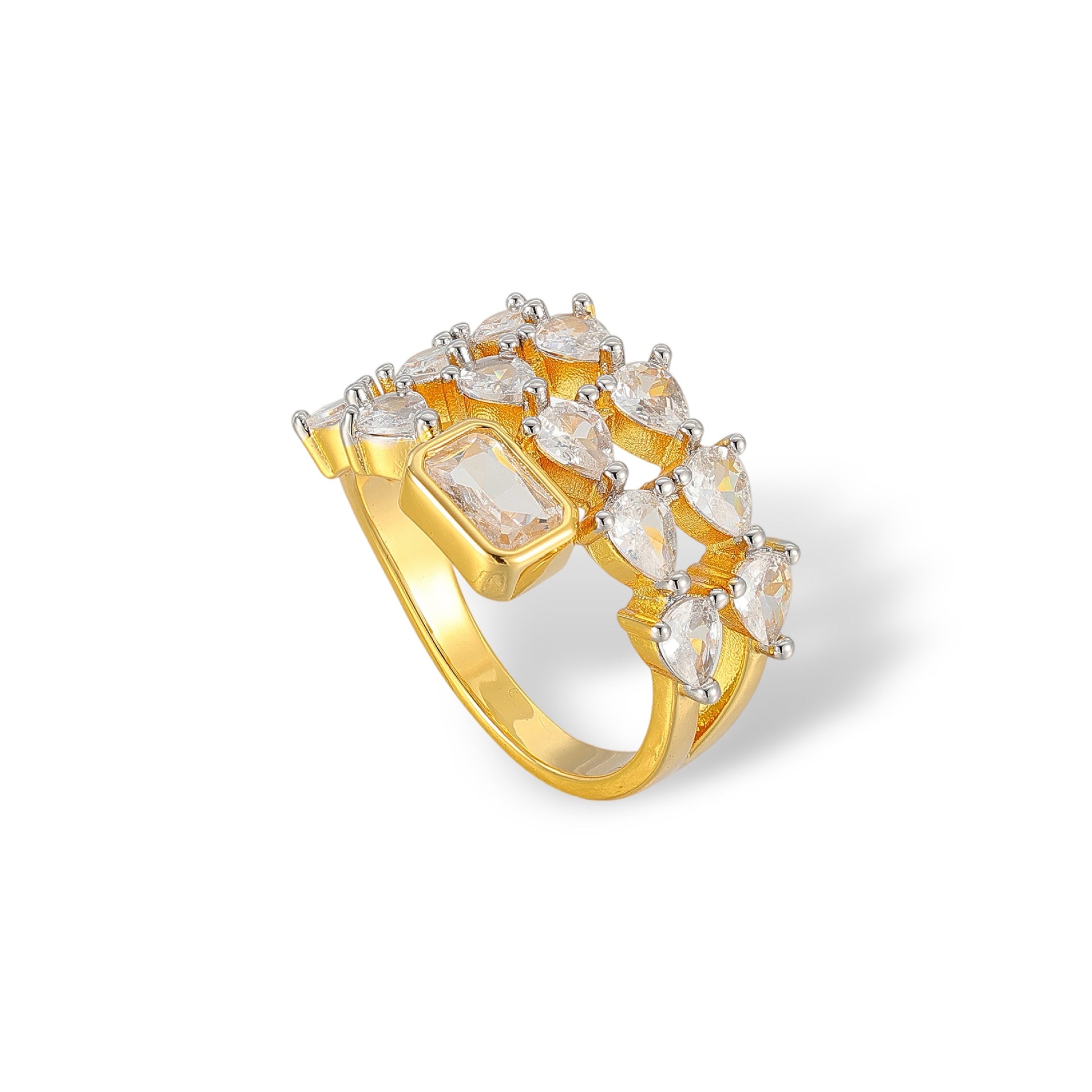 Alrunia 18K Gold Teardrop Rectangular Ring