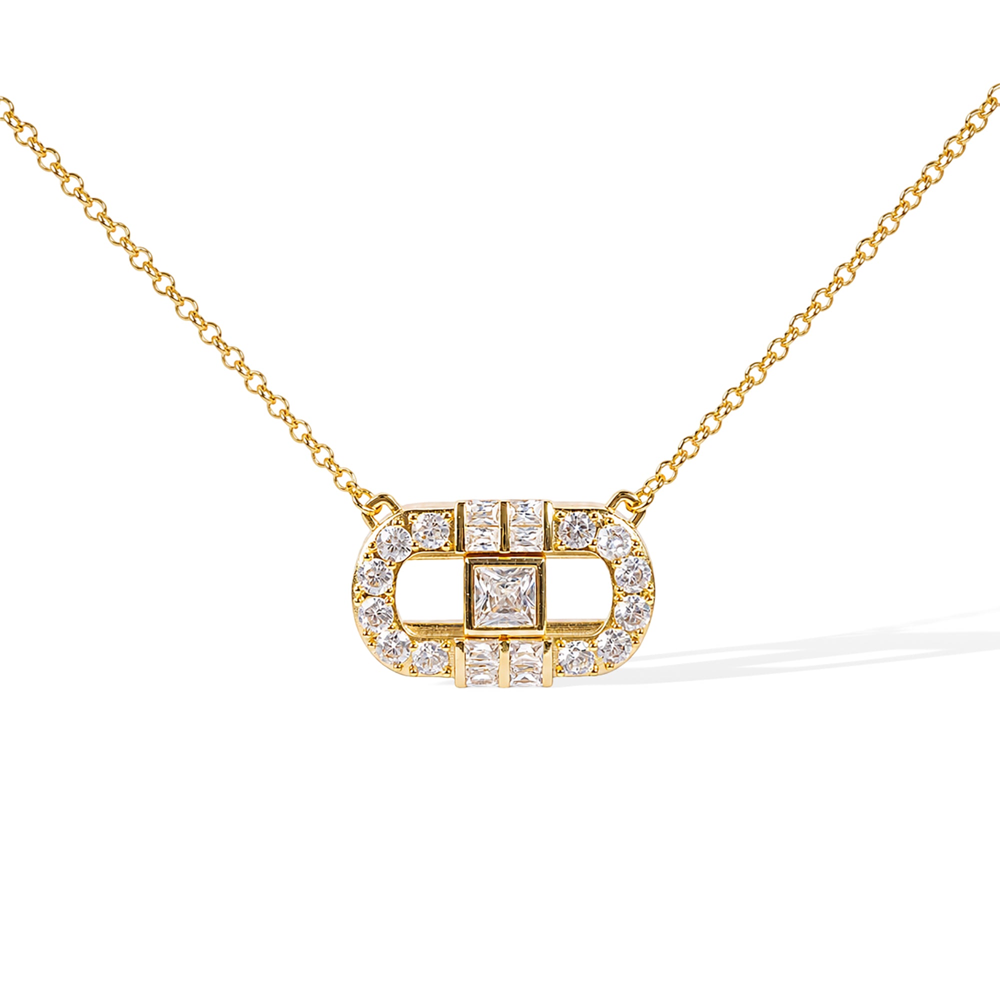 Dune 14K Gold Move Hollow Rectangular Necklace