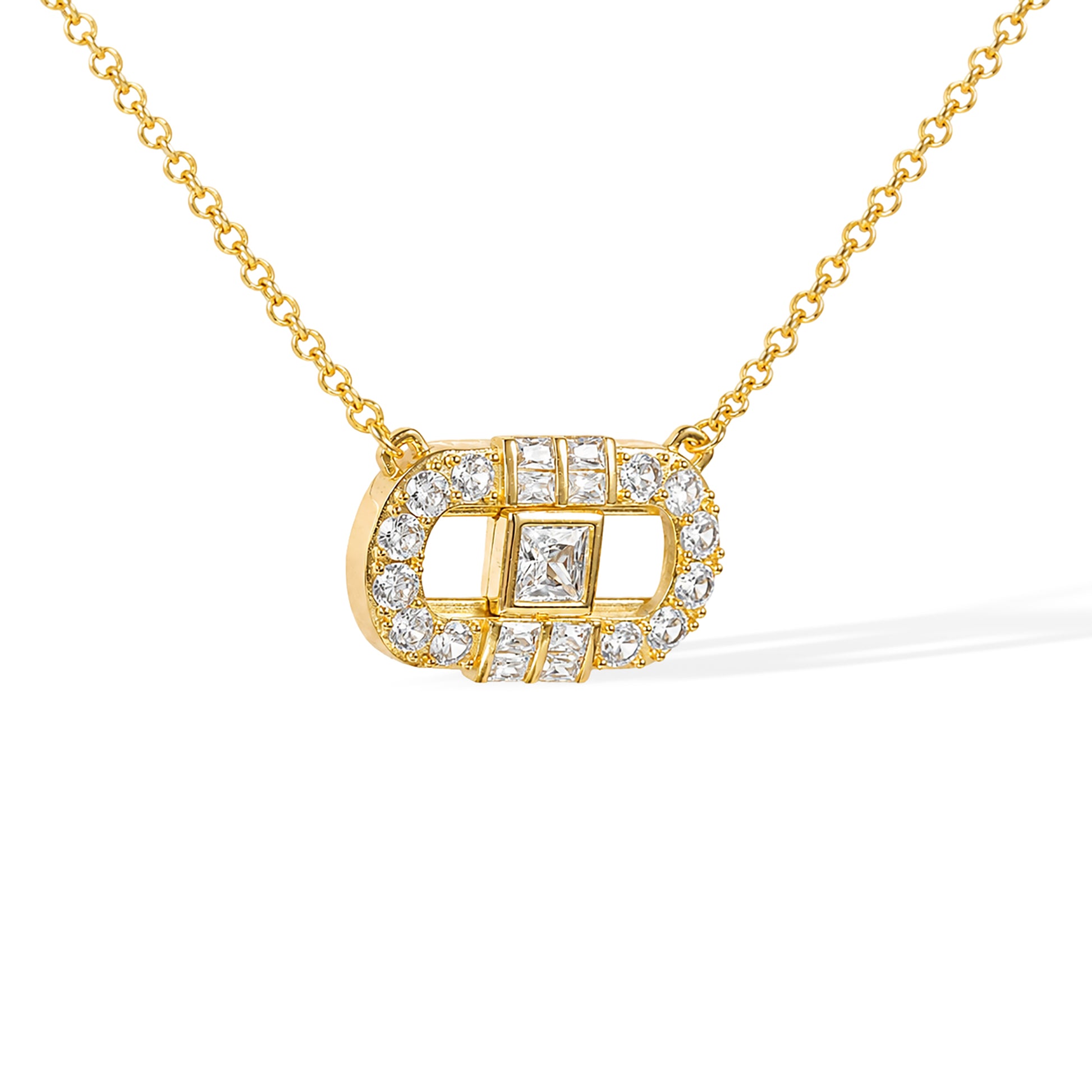 Dune 14K Gold Move Hollow Rectangular Necklace