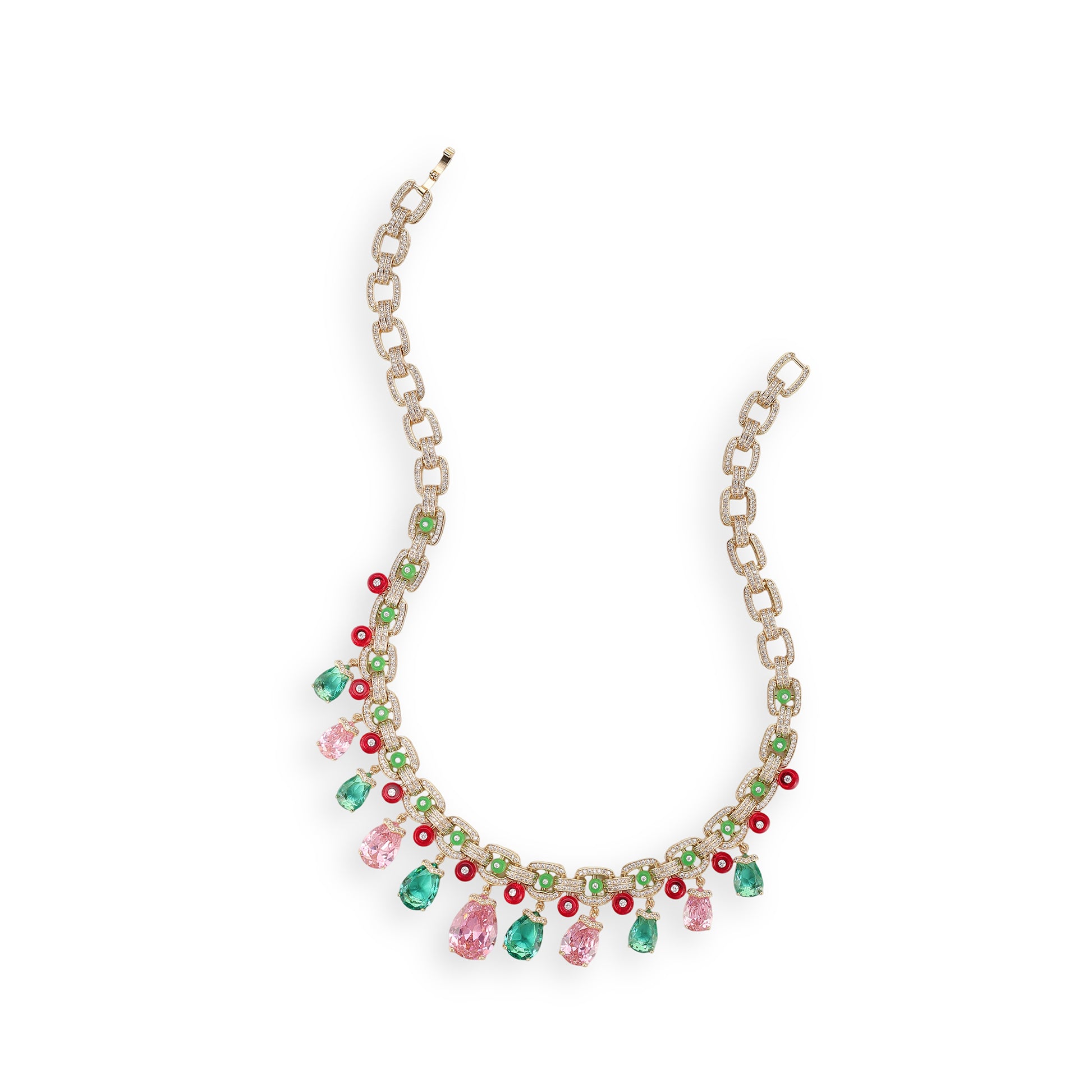 Alvswind Multicolor Square Link Teardrop Drop Earrings & Necklace Set
