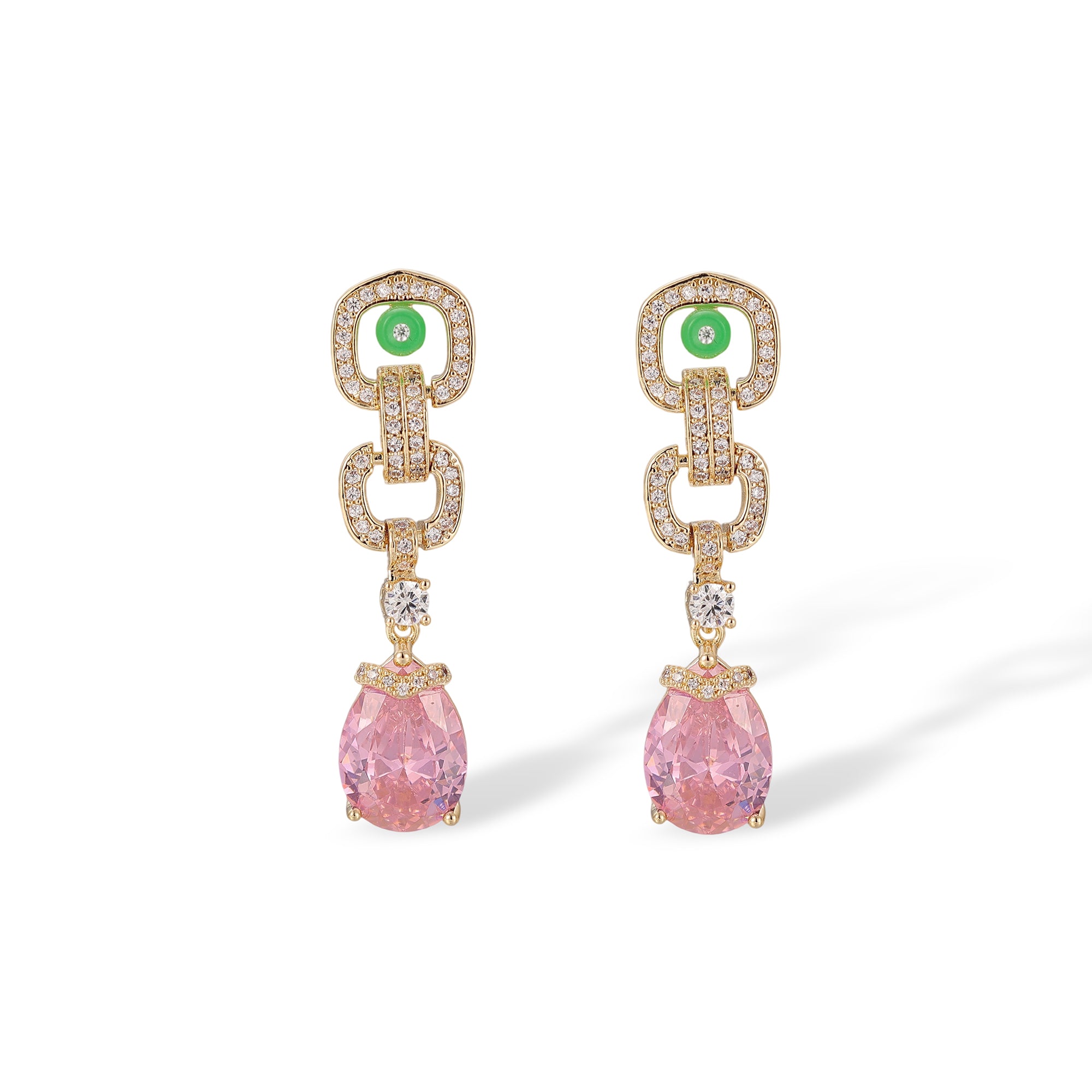 Alvswind Multicolor Square Link Teardrop Drop Earrings & Necklace Set