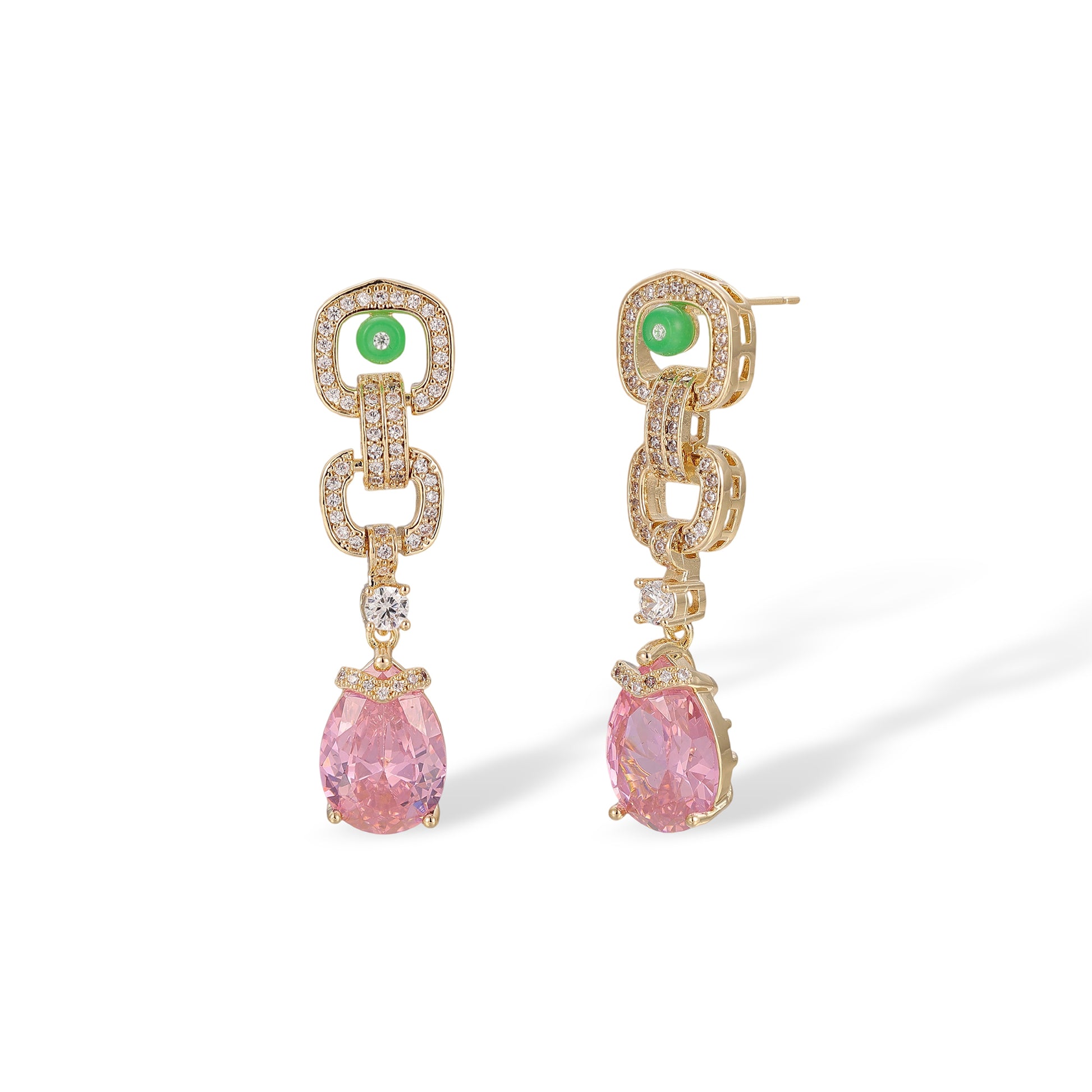 Alvswind Multicolor Square Link Teardrop Drop Earrings & Necklace Set