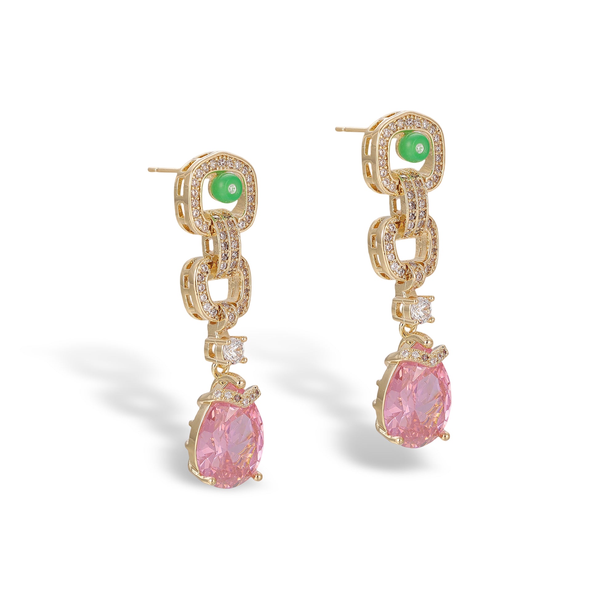 Alvswind Multicolor Square Link Teardrop Drop Earrings & Necklace Set