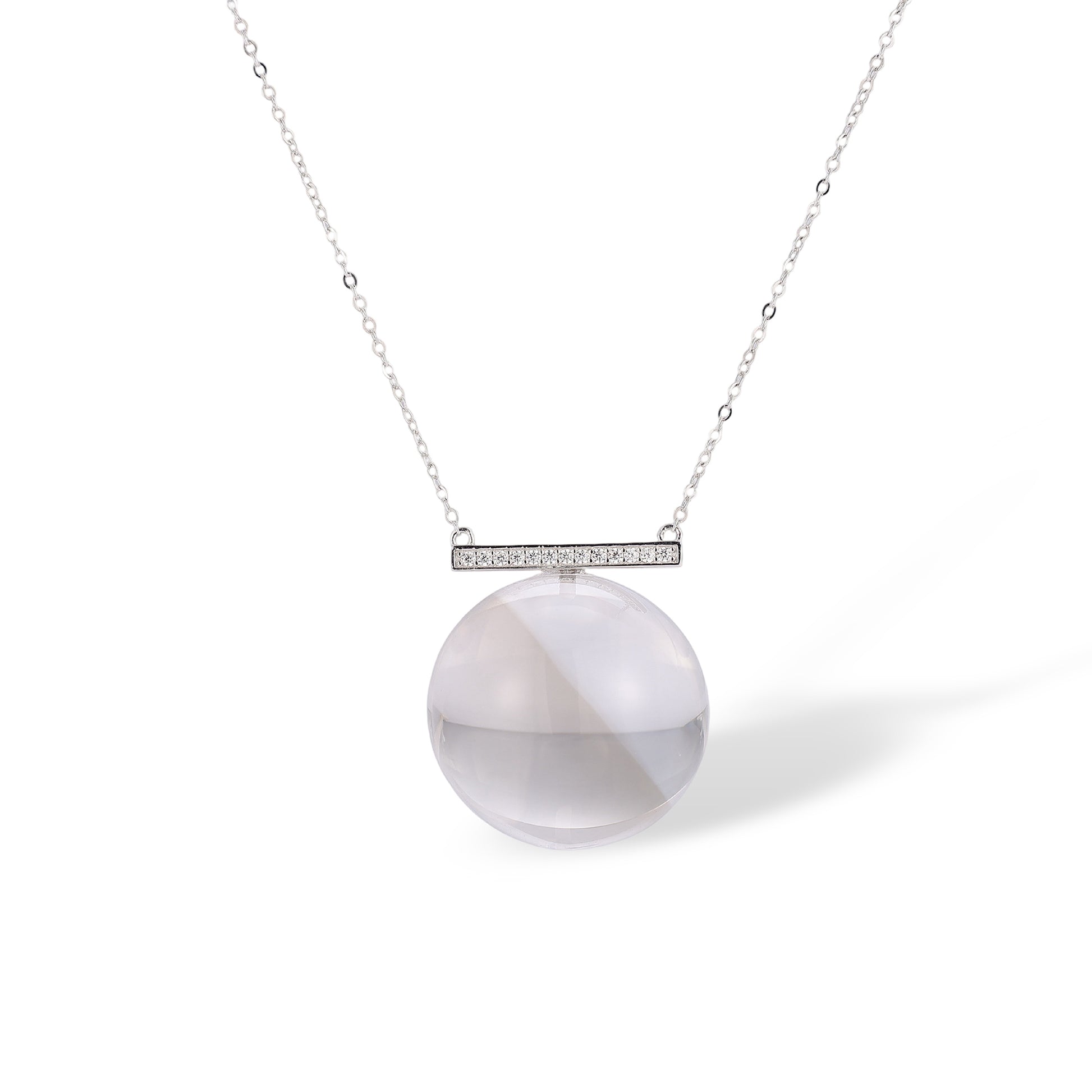 Amalhild White Spherical Crystal Necklace