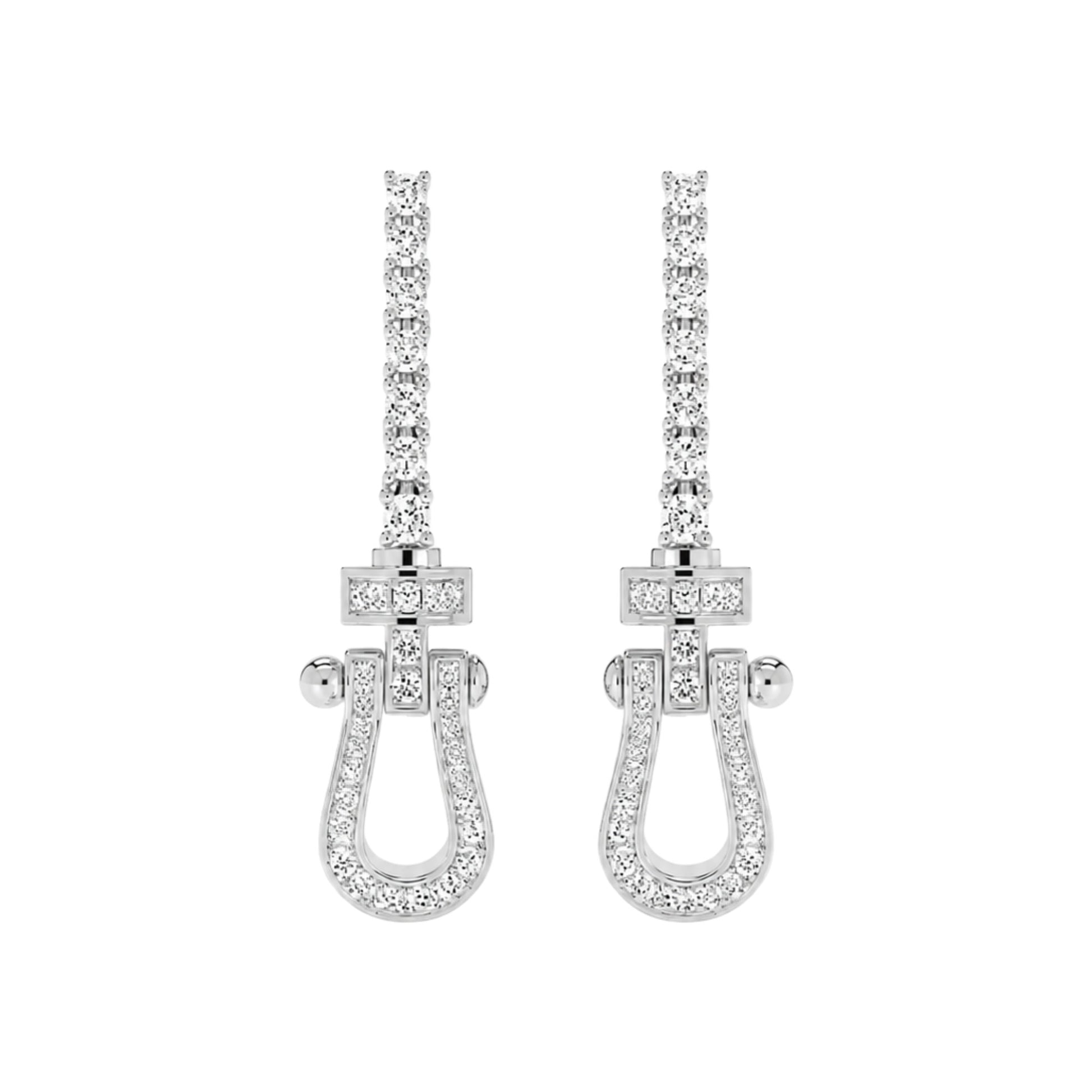 Amalrun White Horseshoe Drop Earrings