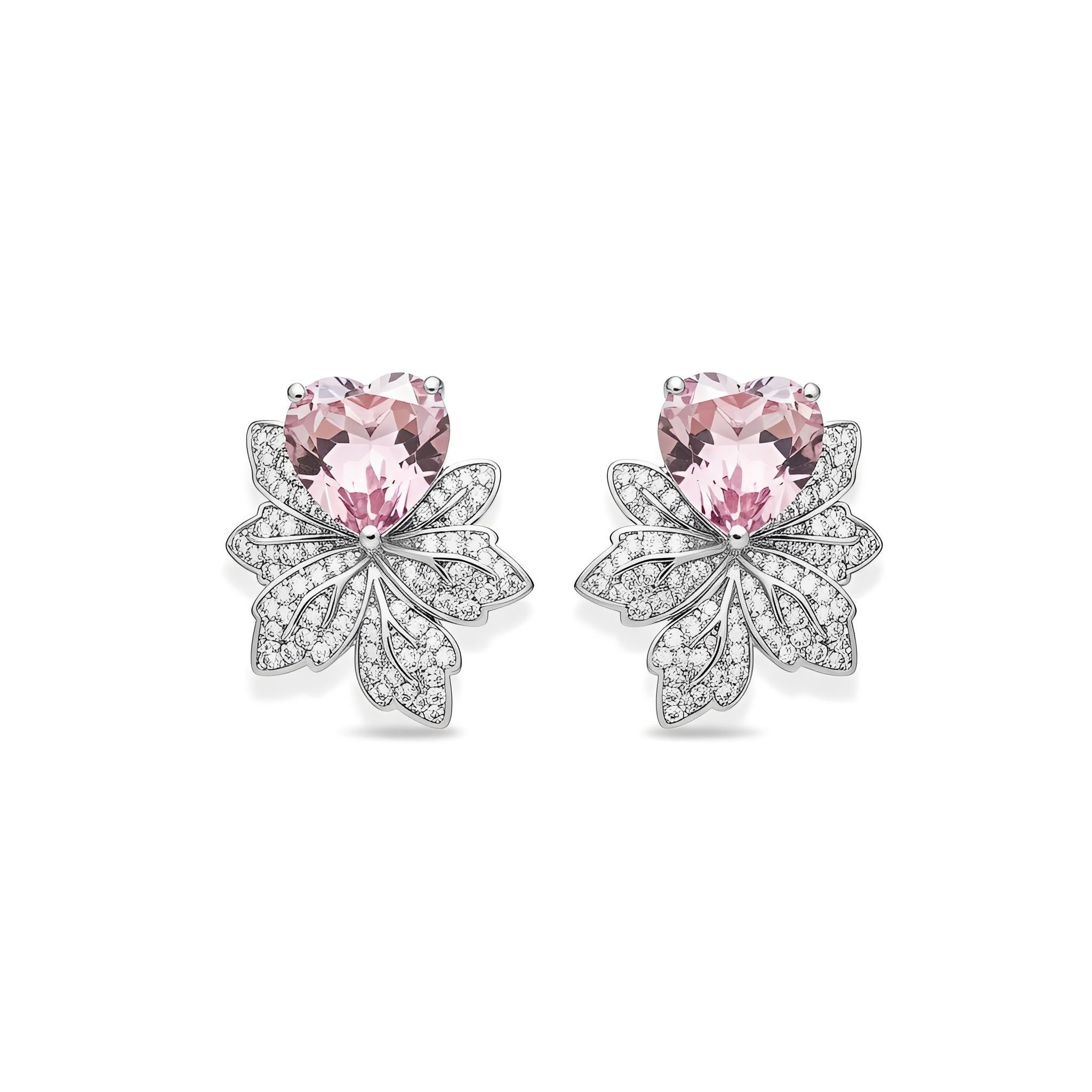 Gwenola Pink Heart Earrings