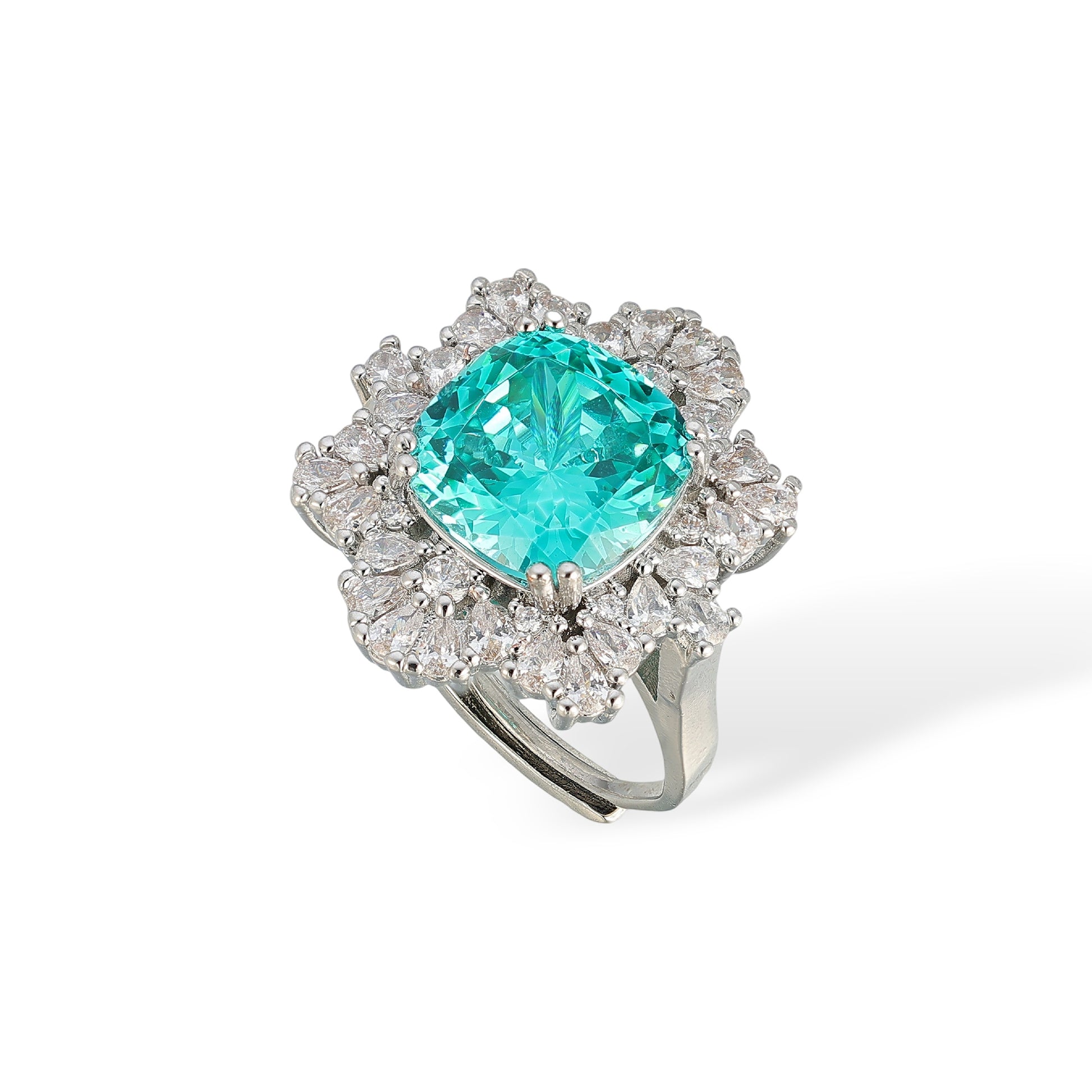 Andrea Paraiba Cushion Floral Open Ring