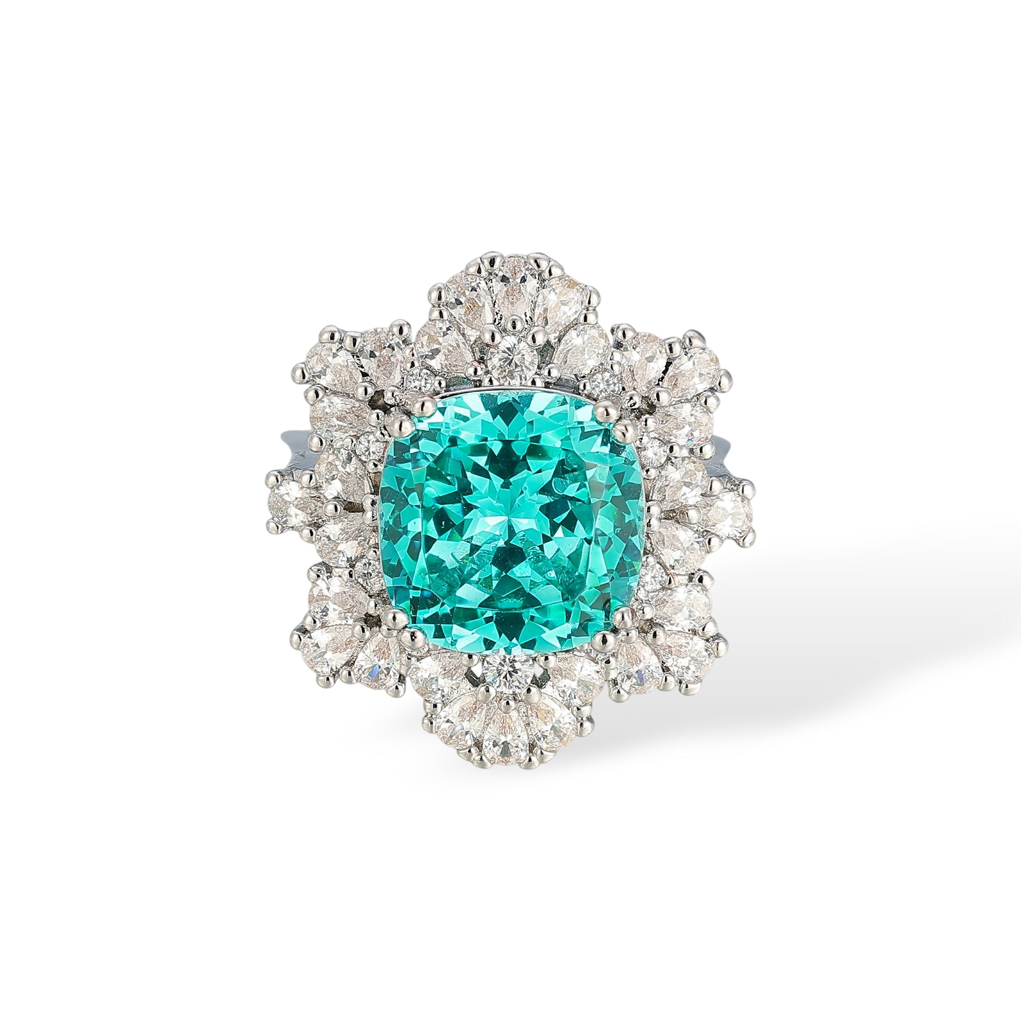 Andrea Paraiba Cushion Floral Open Ring