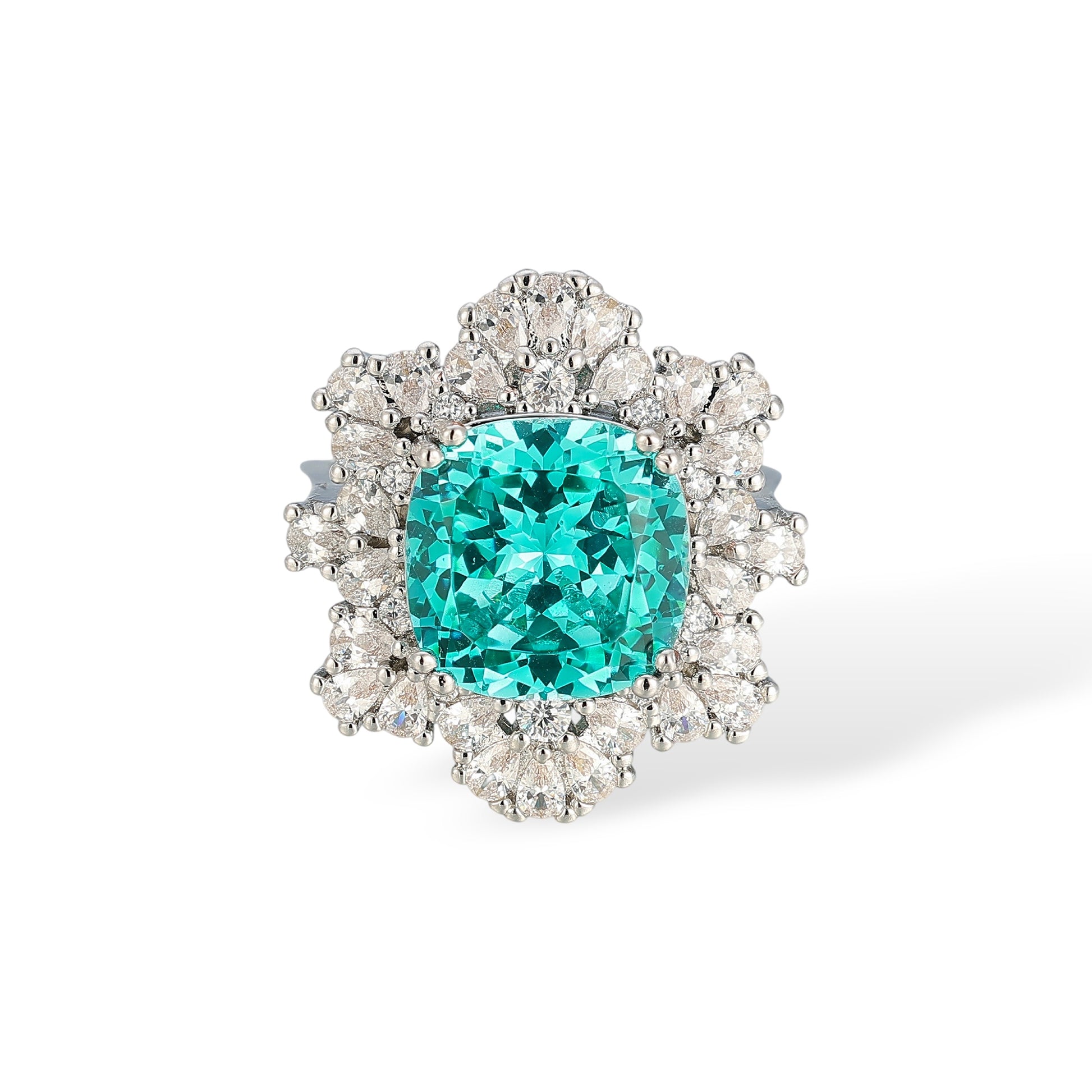 Andrea Paraiba Cushion Floral Open Ring