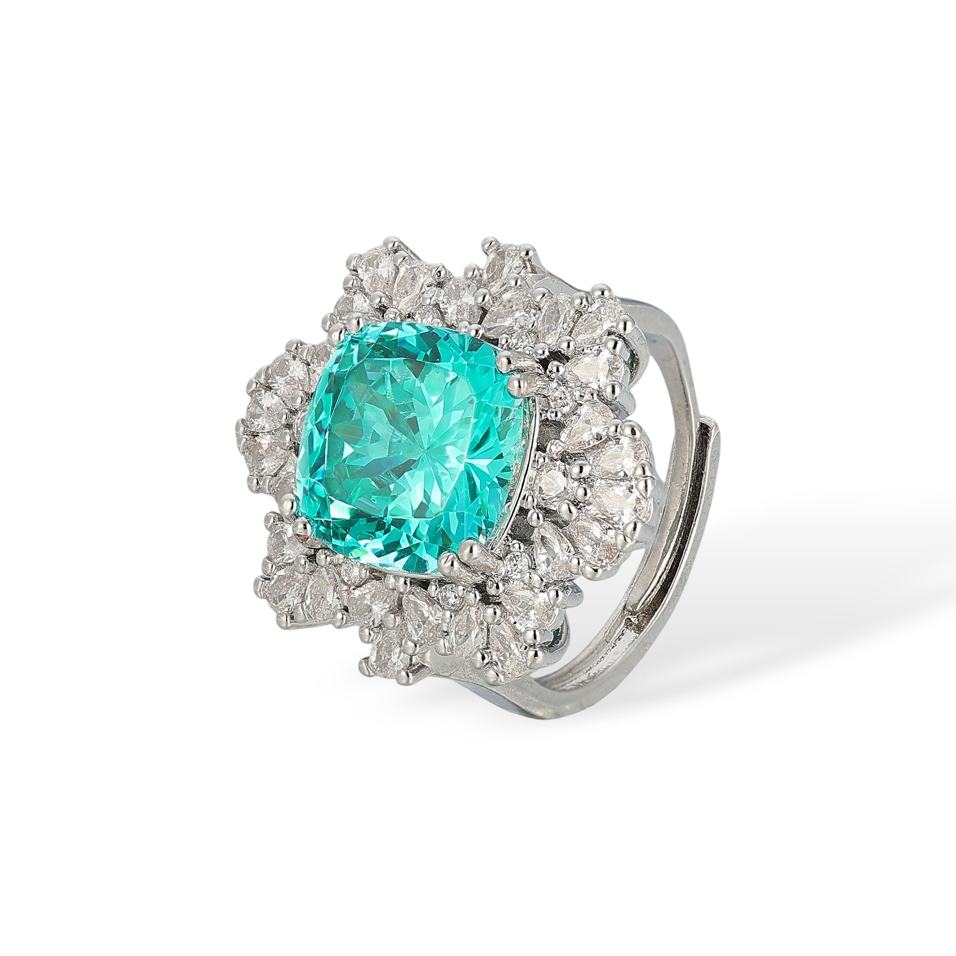 Andrea Paraiba Cushion Floral Open Ring