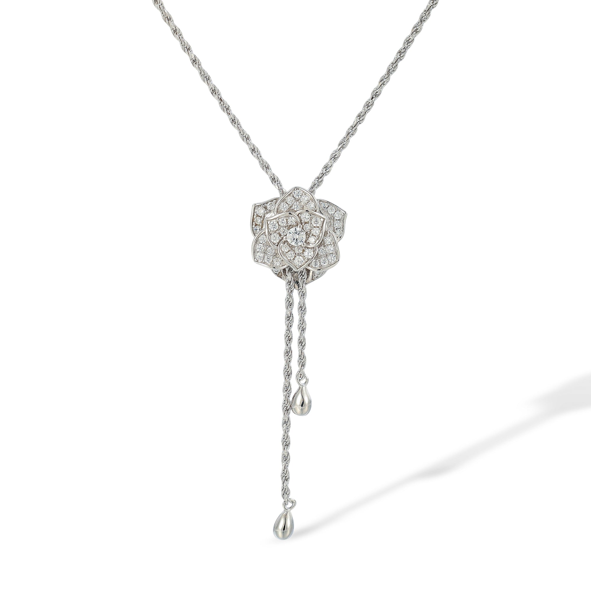 Andrina White Rose Floral Necklace