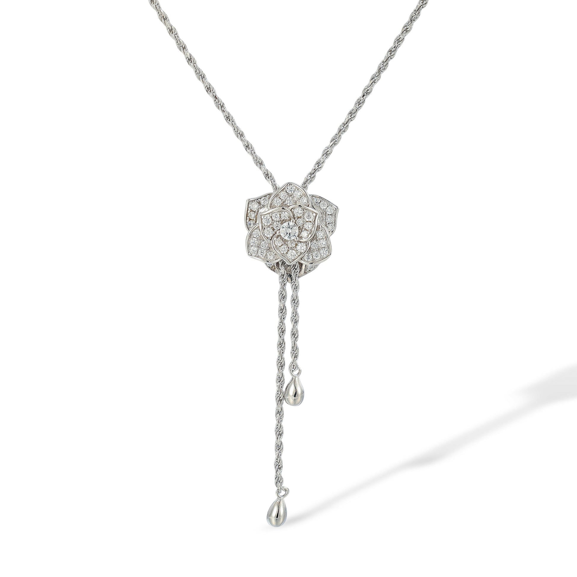 Andrina White Rose Floral Necklace