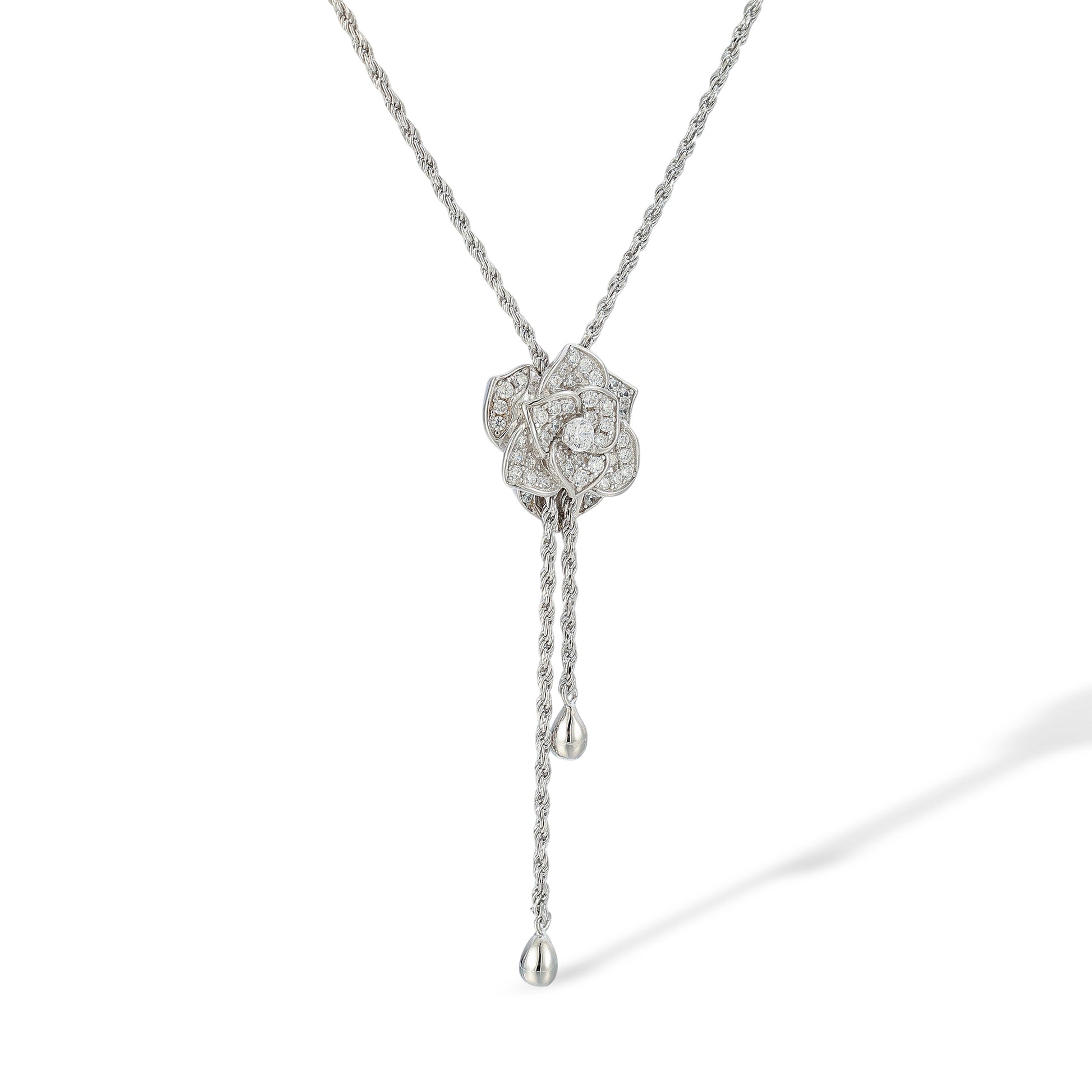 Andrina White Rose Floral Necklace